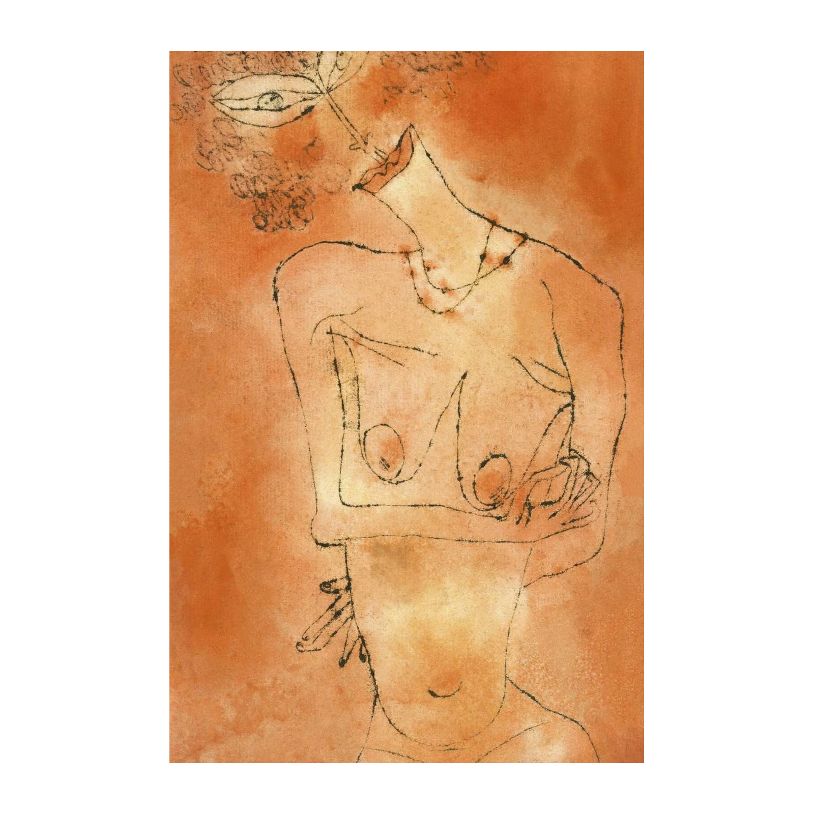 Abstract Figure Woman Orange Wall Art
