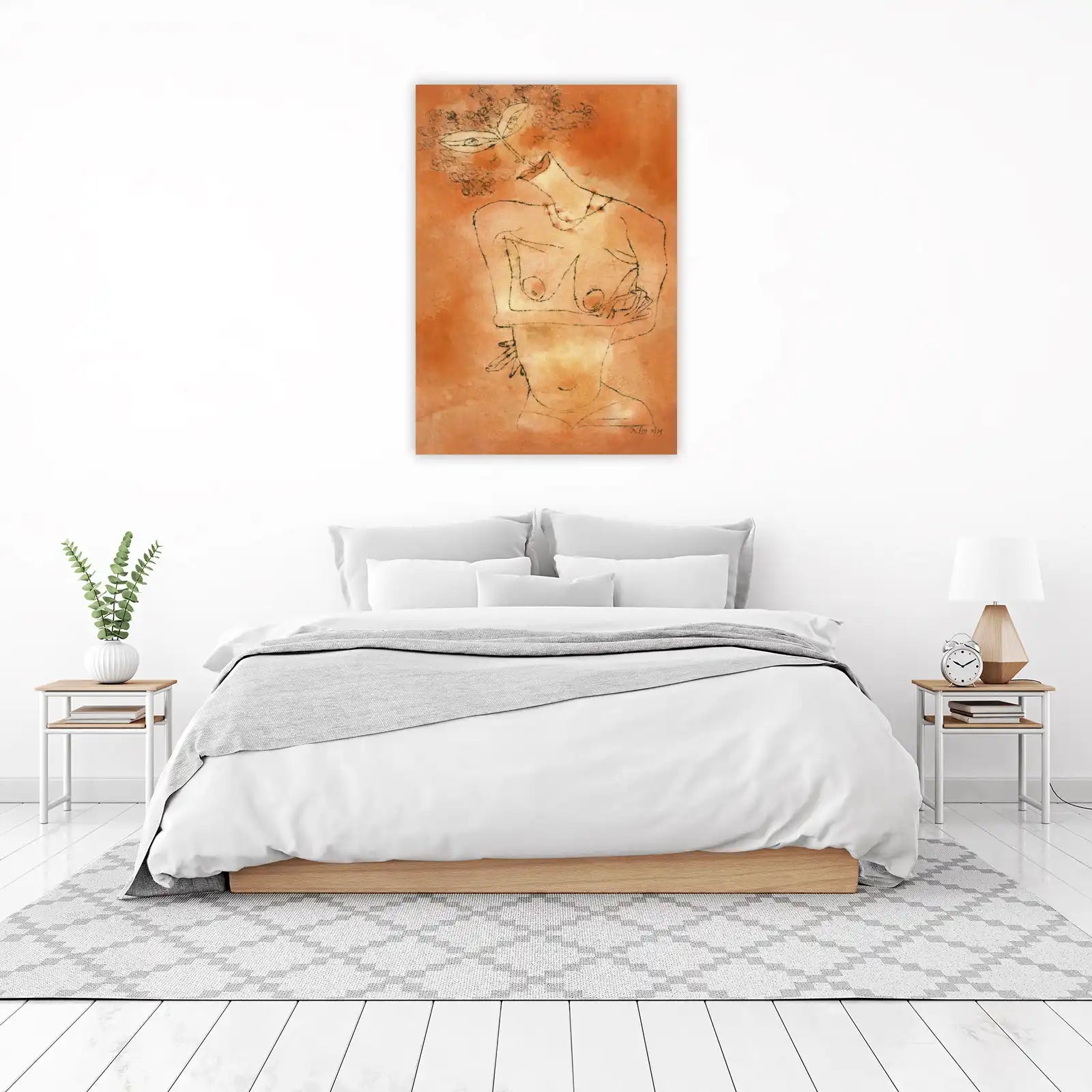 Abstract Figure Woman Orange Wall Art