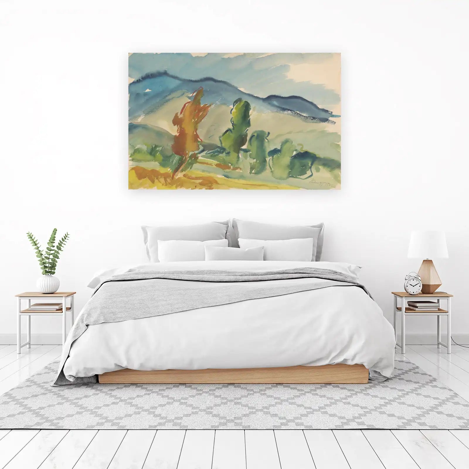 Serene Landscape Watercolor Wall Art Wall Art