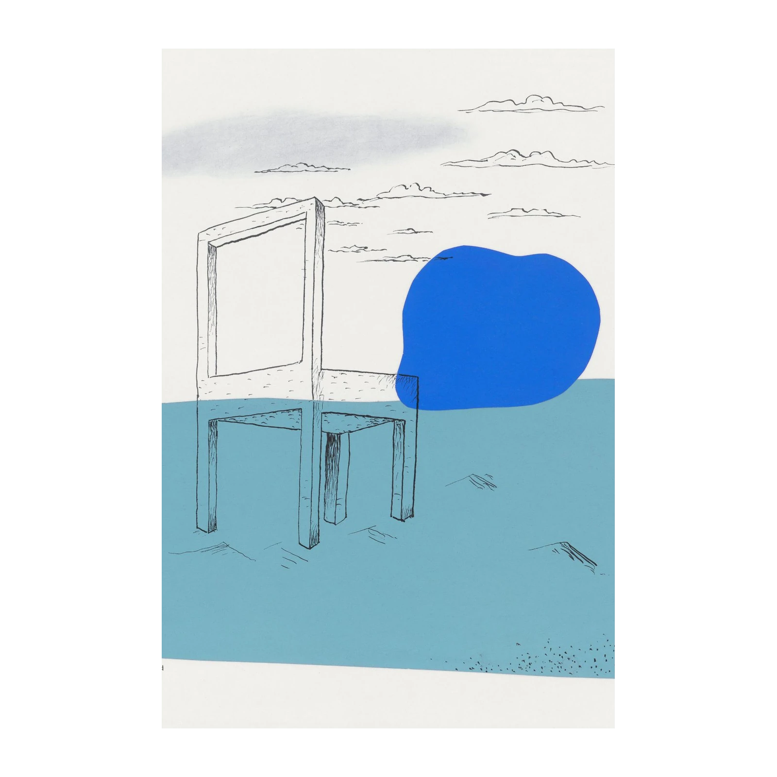 Surreal Chair & Blue Blob Wall Art