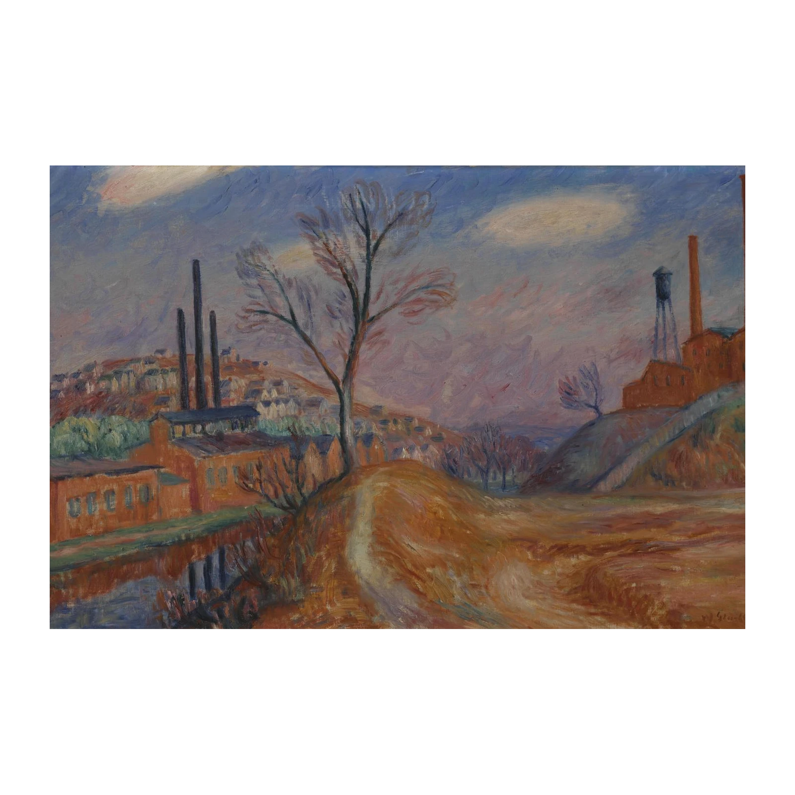 Industrial Town Landscape Oil Painting Wall Art