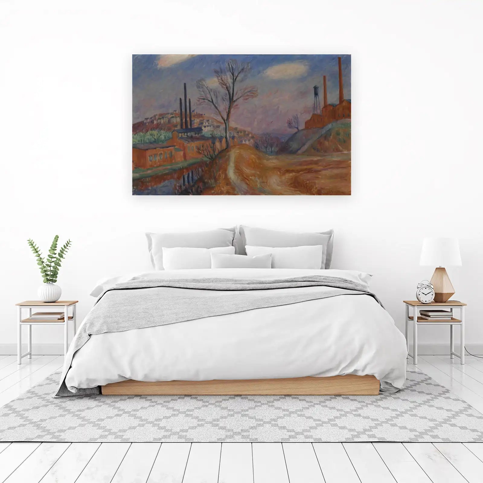 Industrial Town Landscape Oil Painting Wall Art