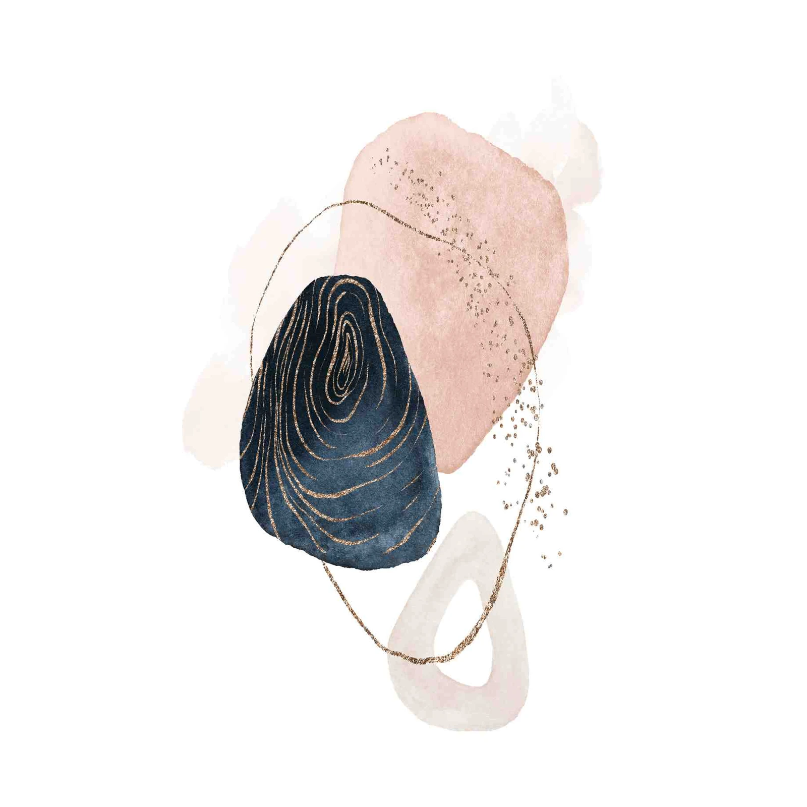 Abstract Geo Blush & Navy Gold Wall Art