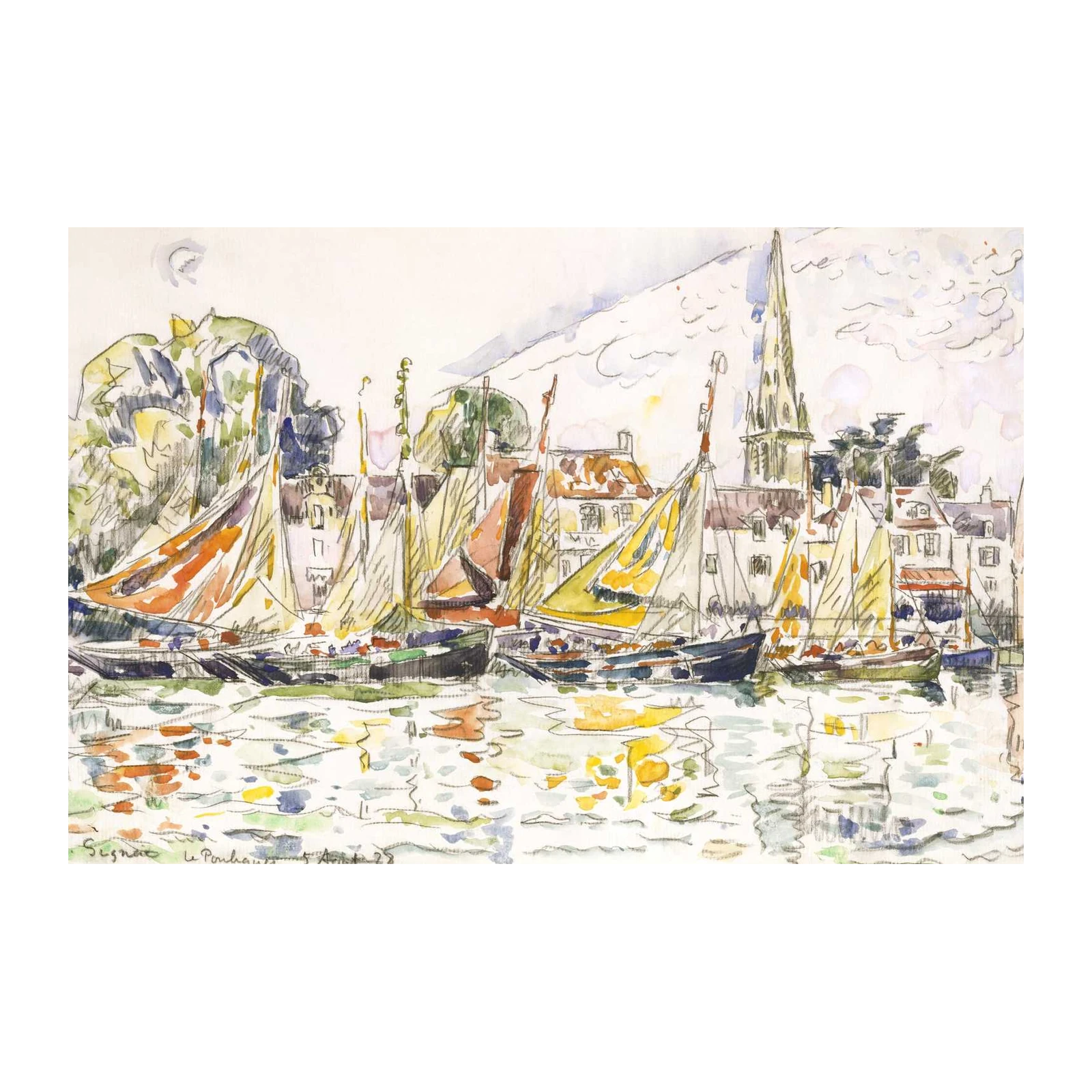 Seascape Sailboat Harbor Monet Style Wall Art