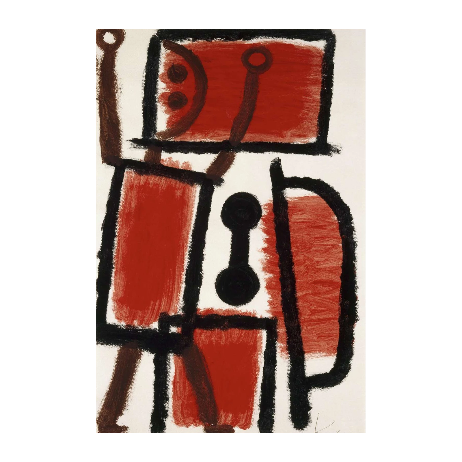 Bold Red Abstract Figure Wall Art
