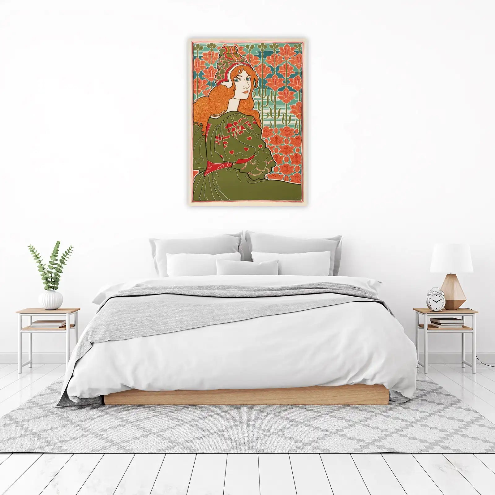 Art Nouveau Woman Lily Floral Wall Art
