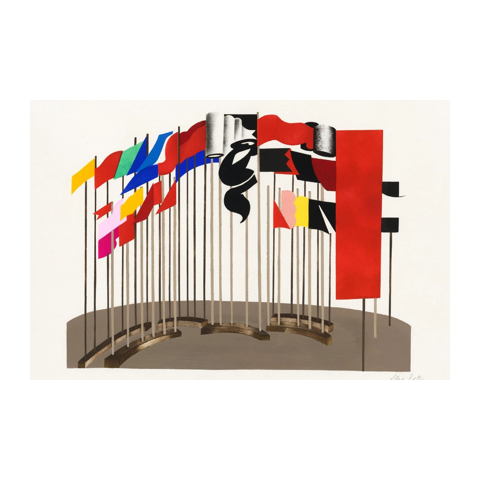 Abstract Flags Geometric Mid-Century Modern Wall Art