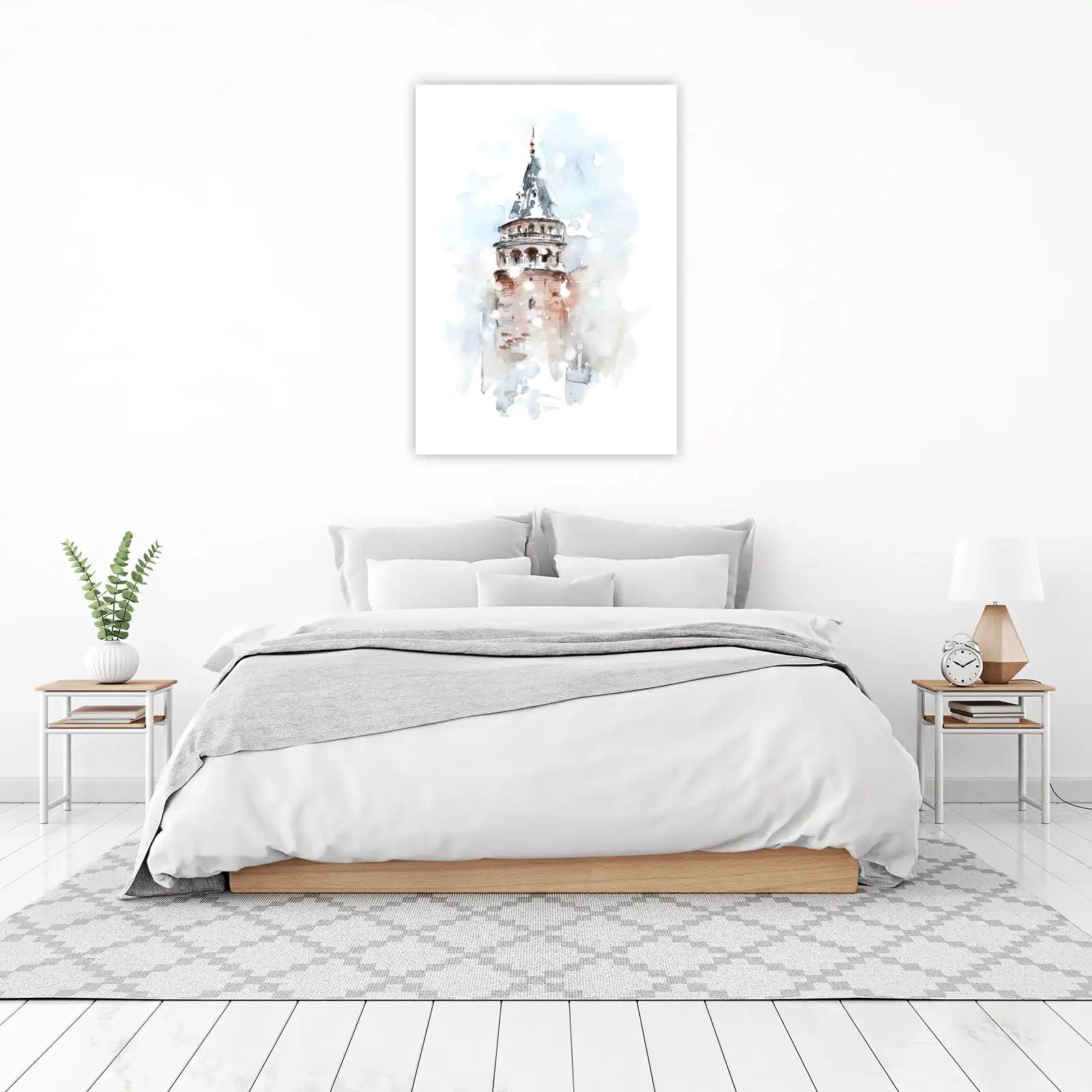 Galata Tower Watercolor Artwork Wall Art