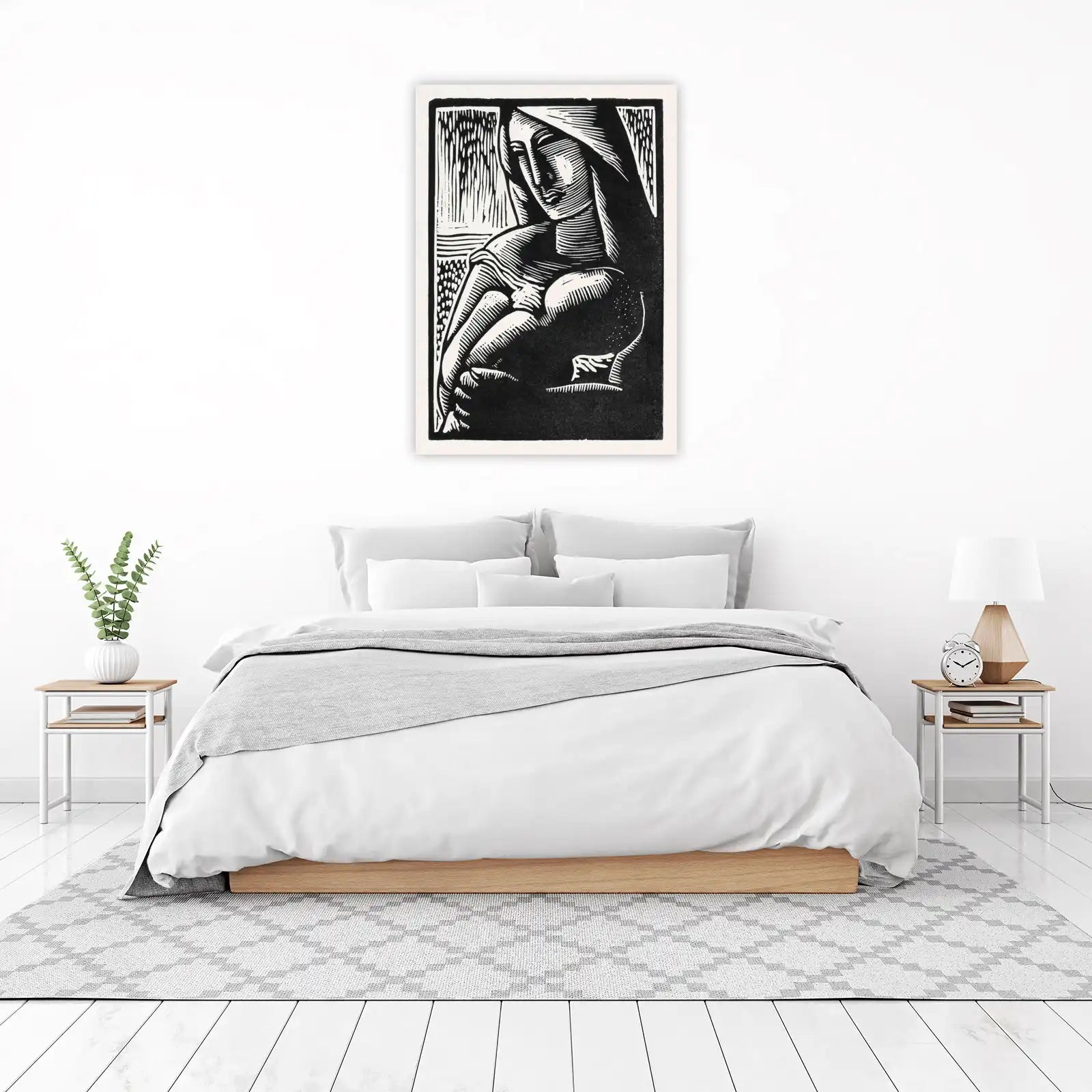 Serene Woman Portrait Black & White Wall Art