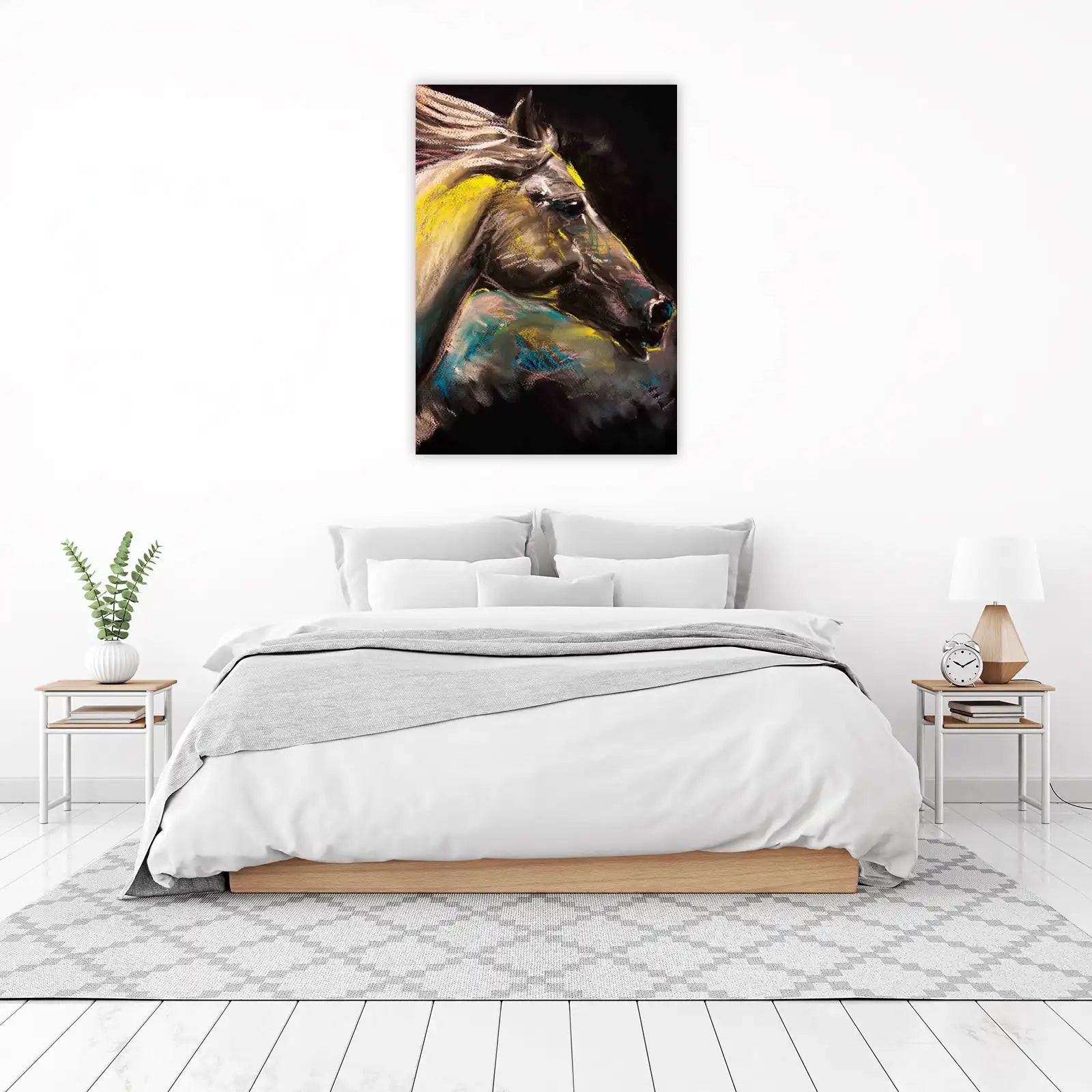 Vibrant Horse Head Pastel Art Wall Art