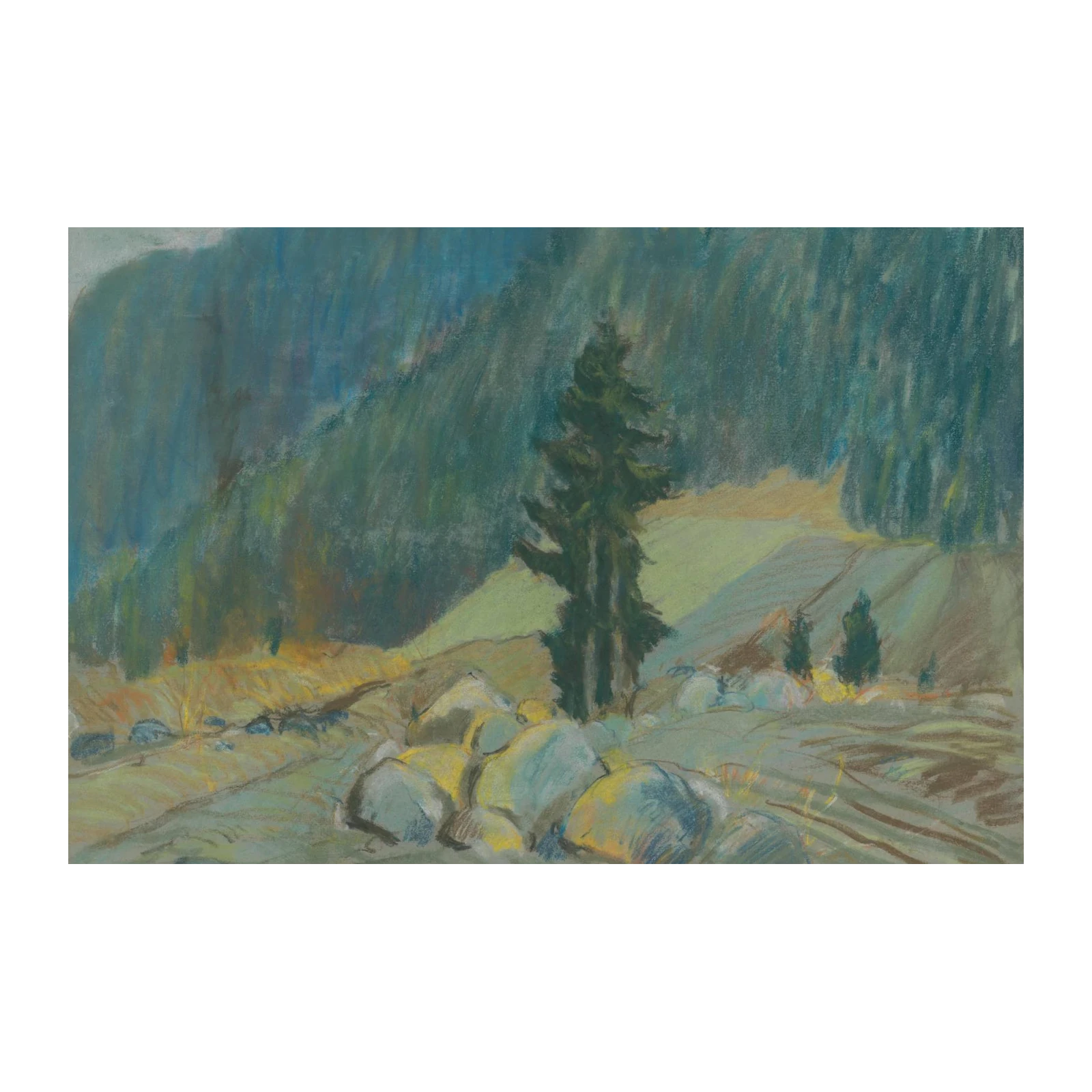 Serene Mountain Landscape Pastel Wall Art