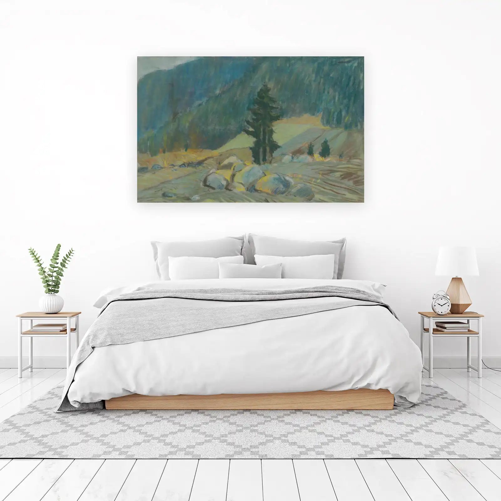 Serene Mountain Landscape Pastel Wall Art