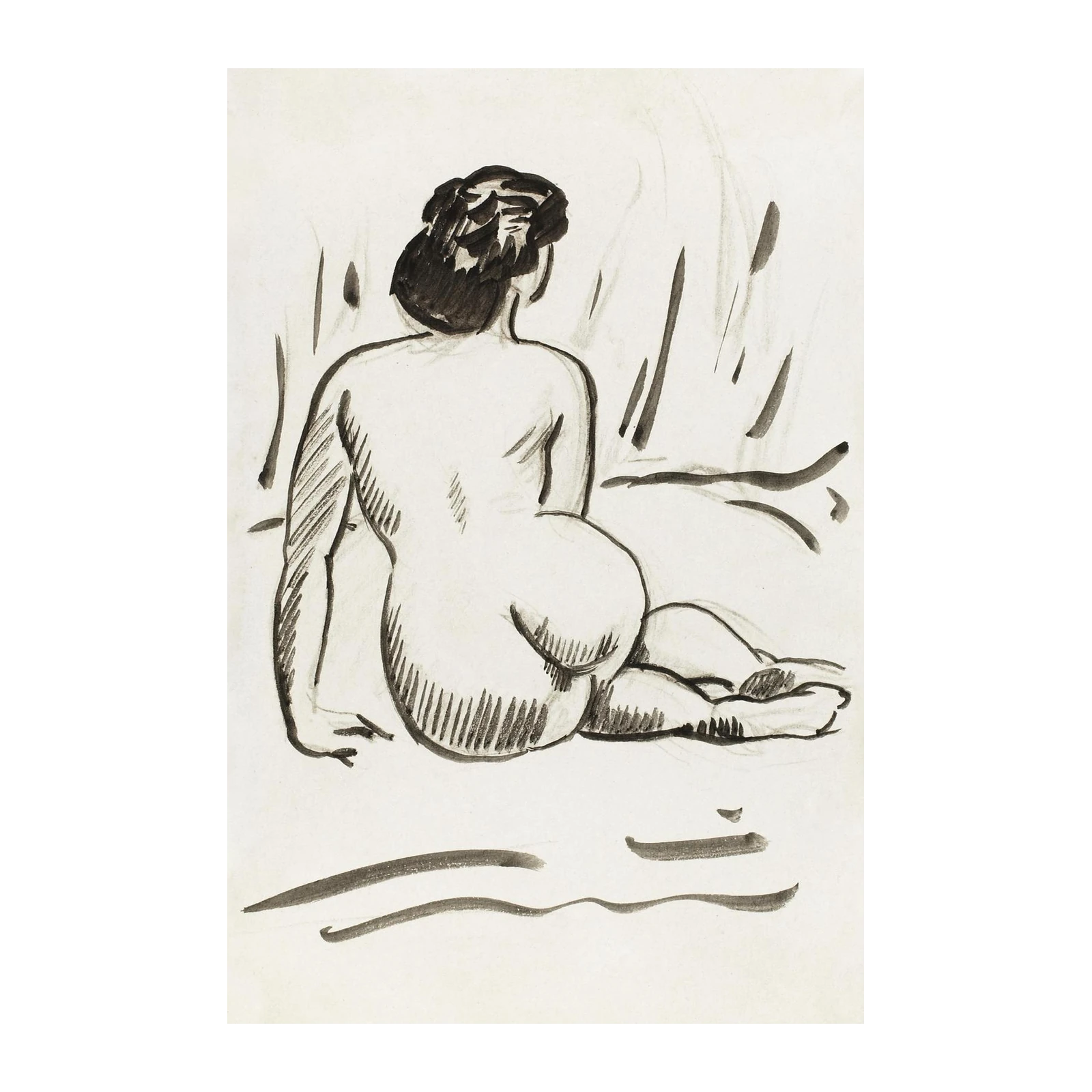 Elegant Nude Figure Sketch Wall Art