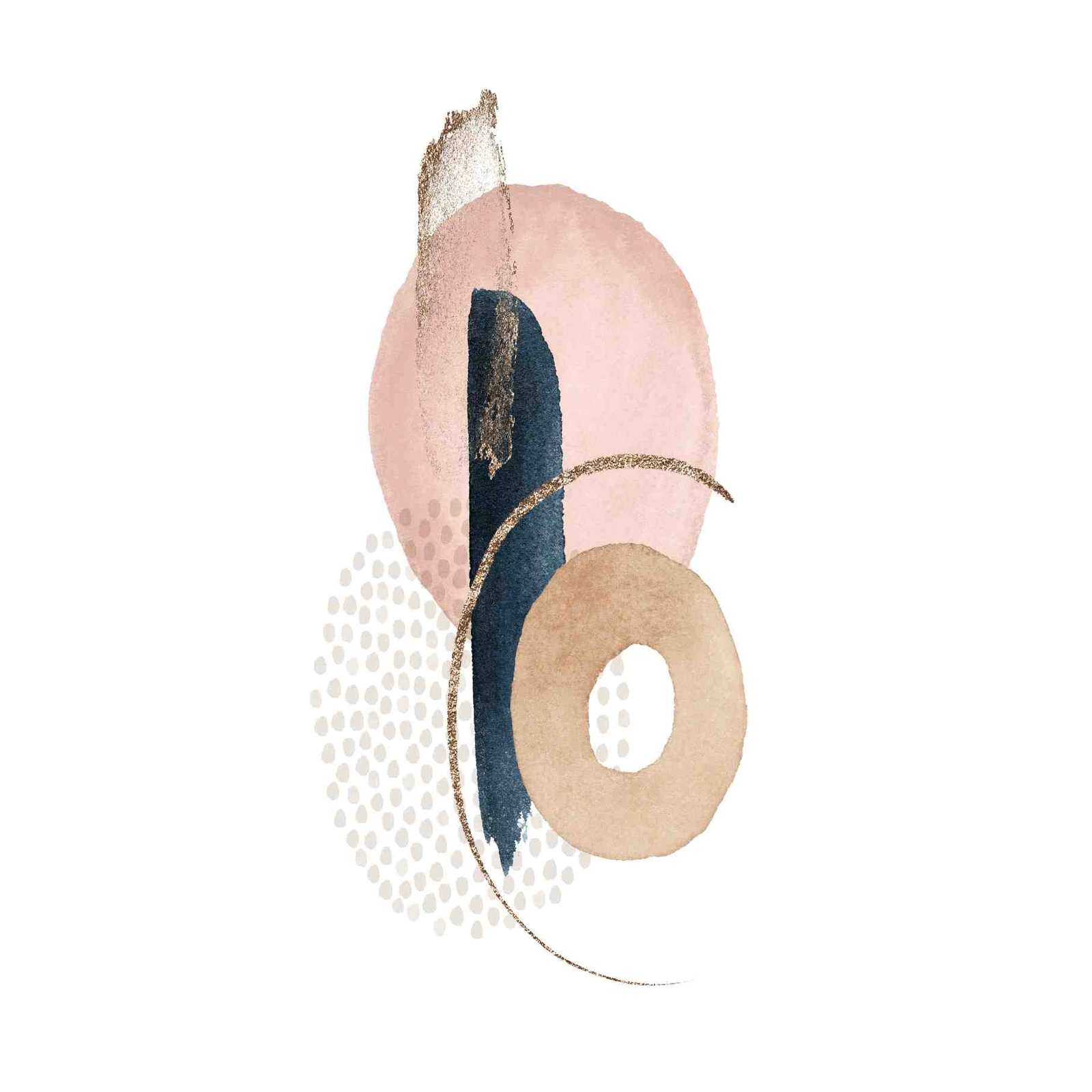 Modern Abstract Blush Gold Navy Wall Art