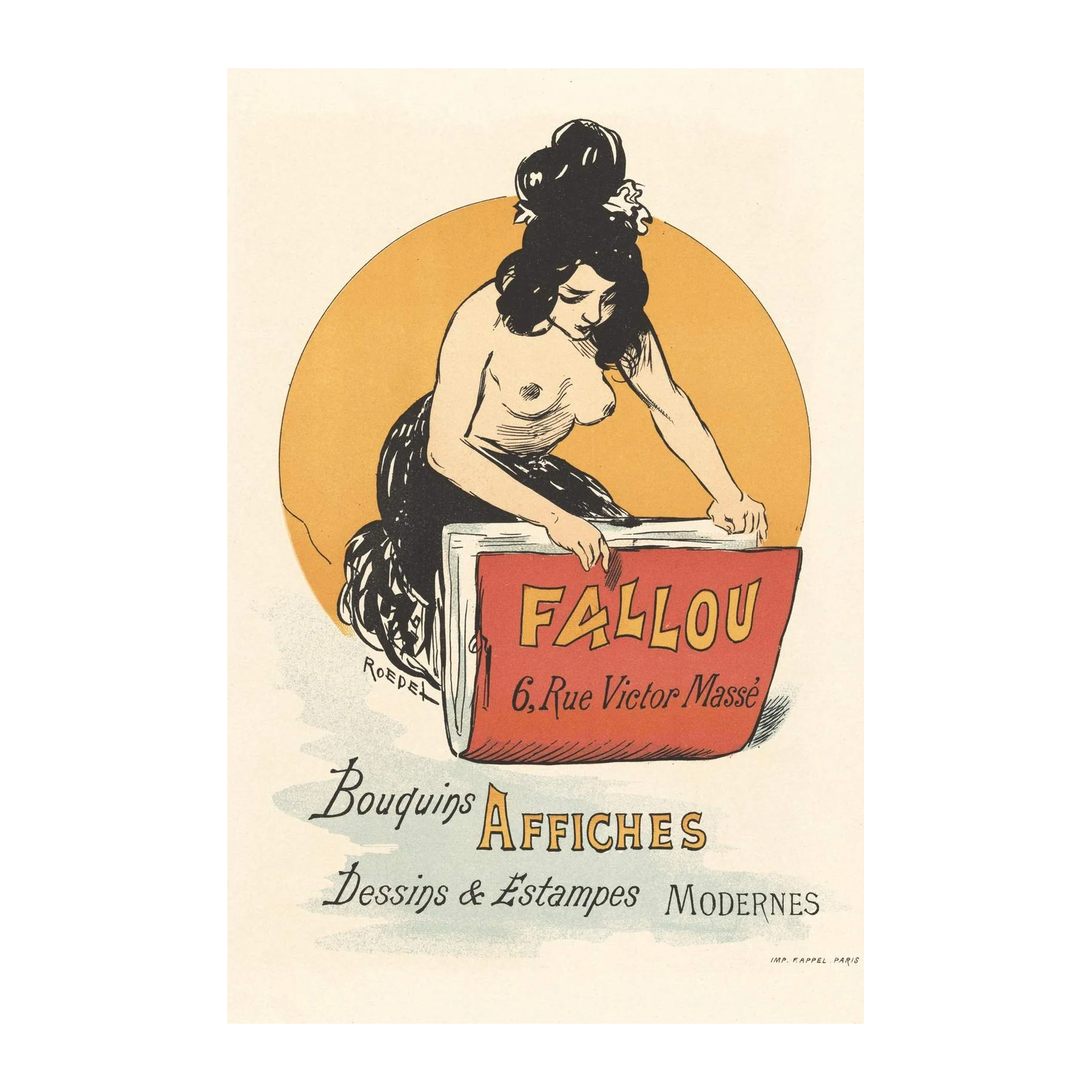 Vintage Art Nouveau Woman "FALLOU" Wall Art