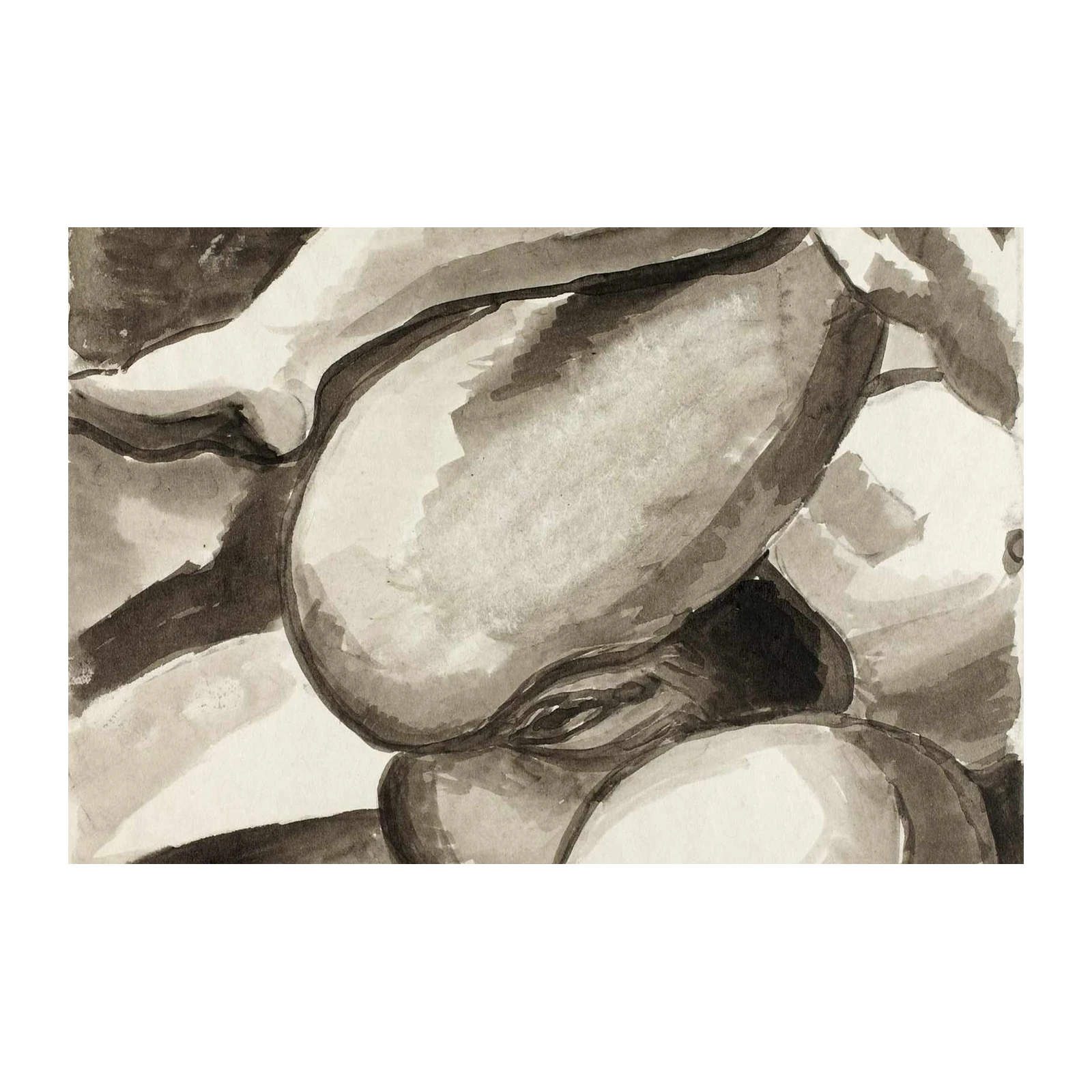 Monochromatic Figurative Ink Wash Wall Art