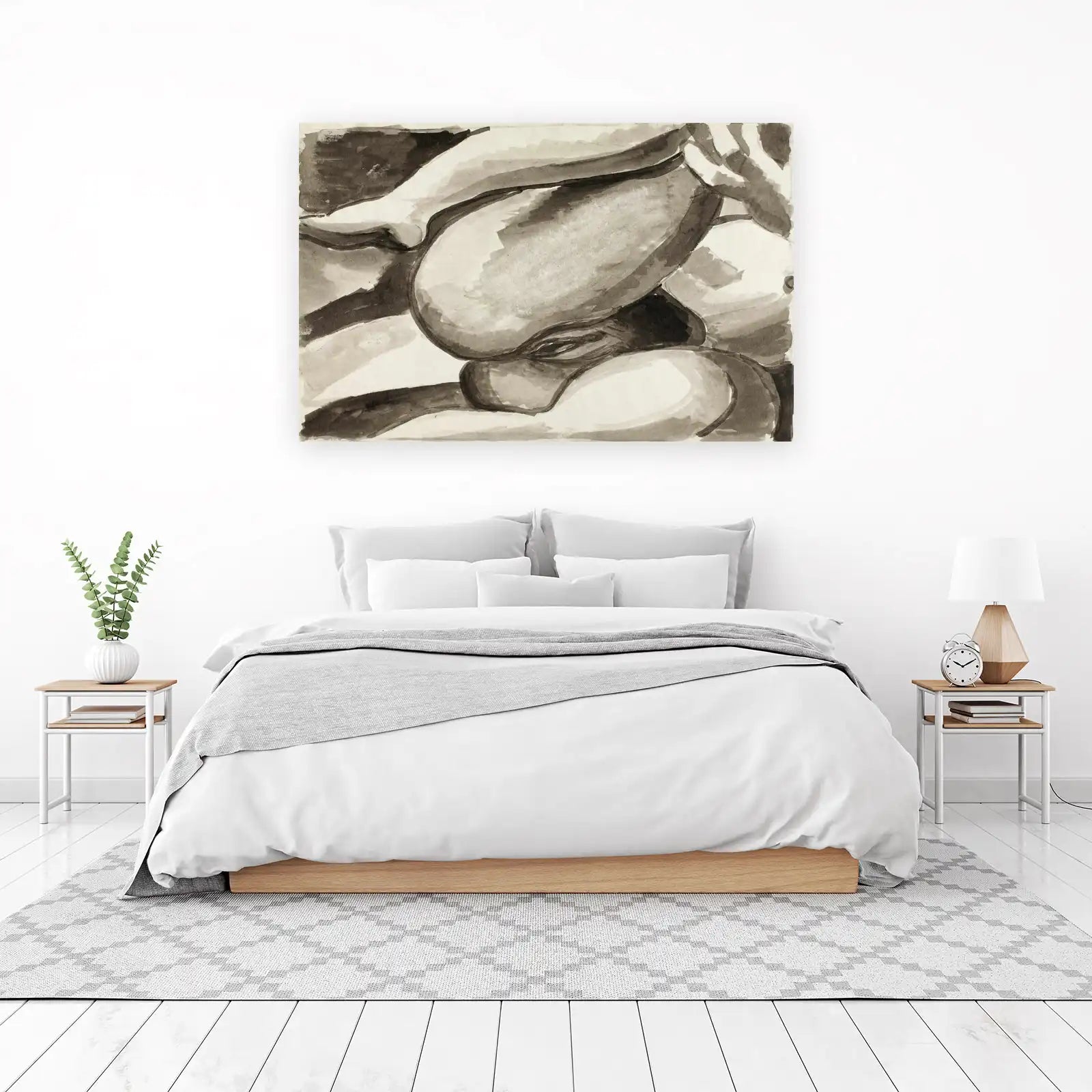 Monochromatic Figurative Ink Wash Wall Art