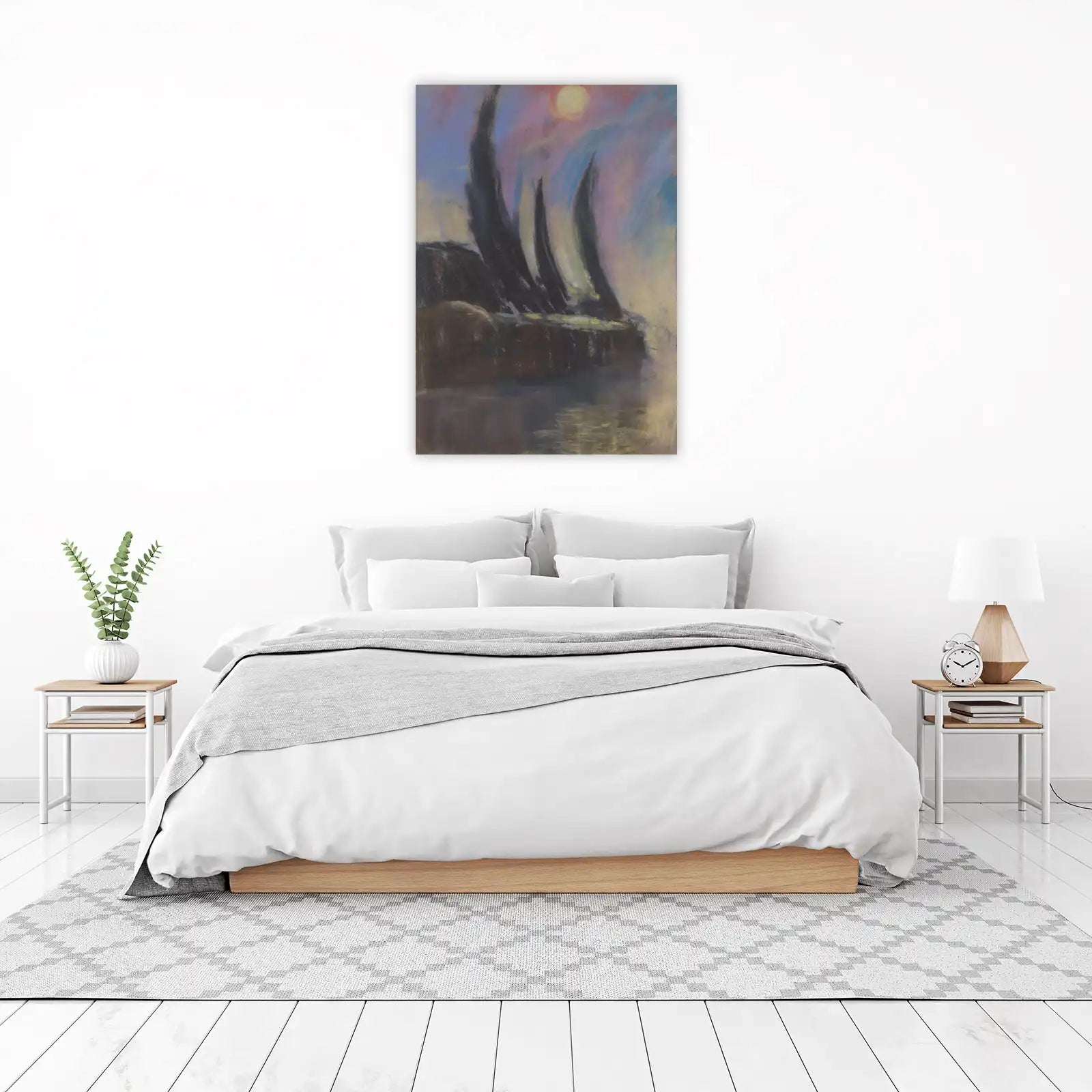 Serene Moonlit Sailing Wall Art
