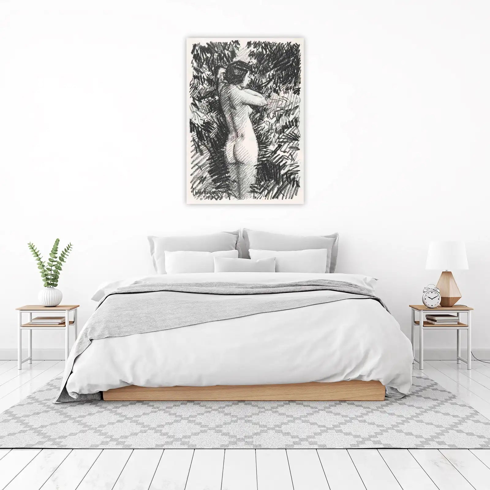 Figurative Nude Charcoal Sketch Wall Art