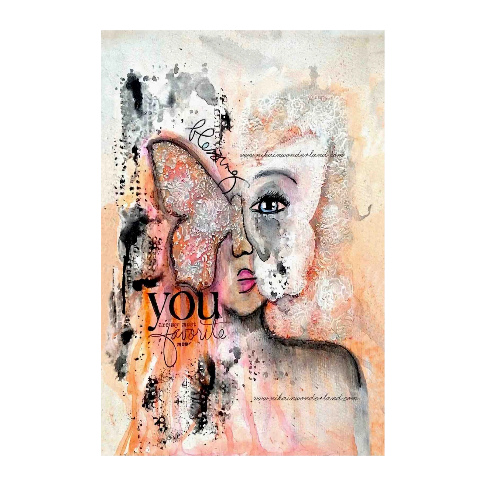 Abstract Butterfly Portrait "You Are My Favorite" Wall Art