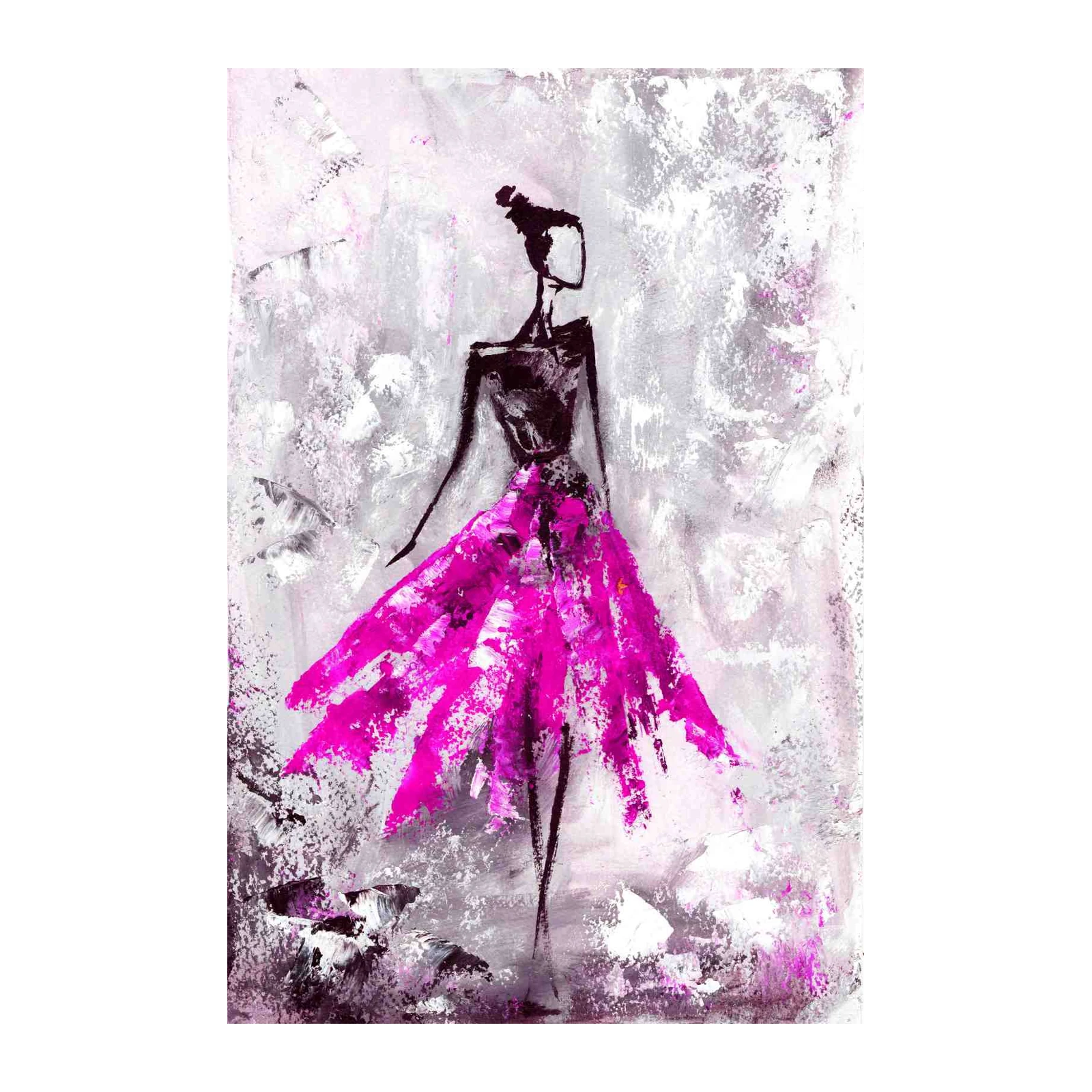 Elegant Pink Ballerina Abstract Wall Art