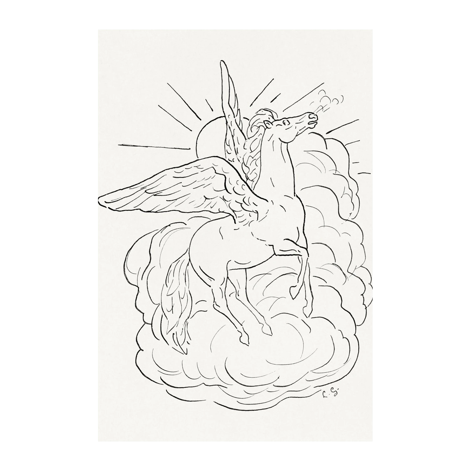 Mythical Pegasus Cloud Rider Wall Art