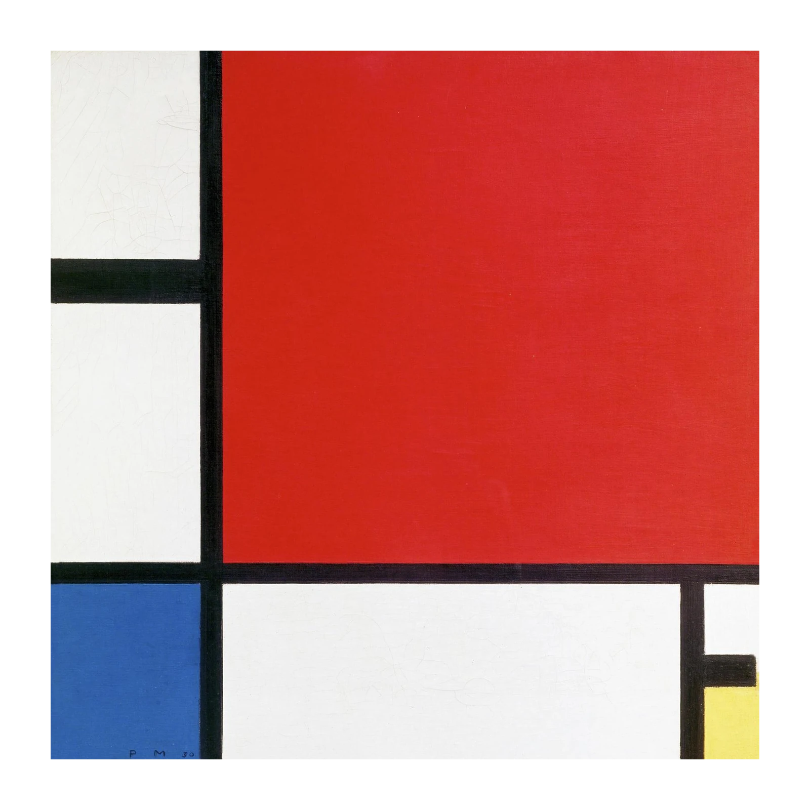 Abstract Red Blue White Wall Art