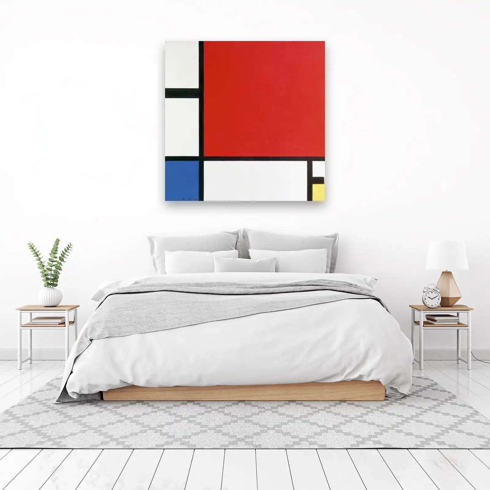 Abstract Red Blue White Wall Art