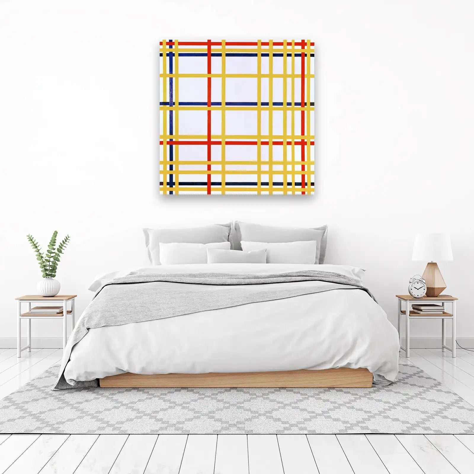 Bold Geometric Yellow Grid Abstract Wall Art