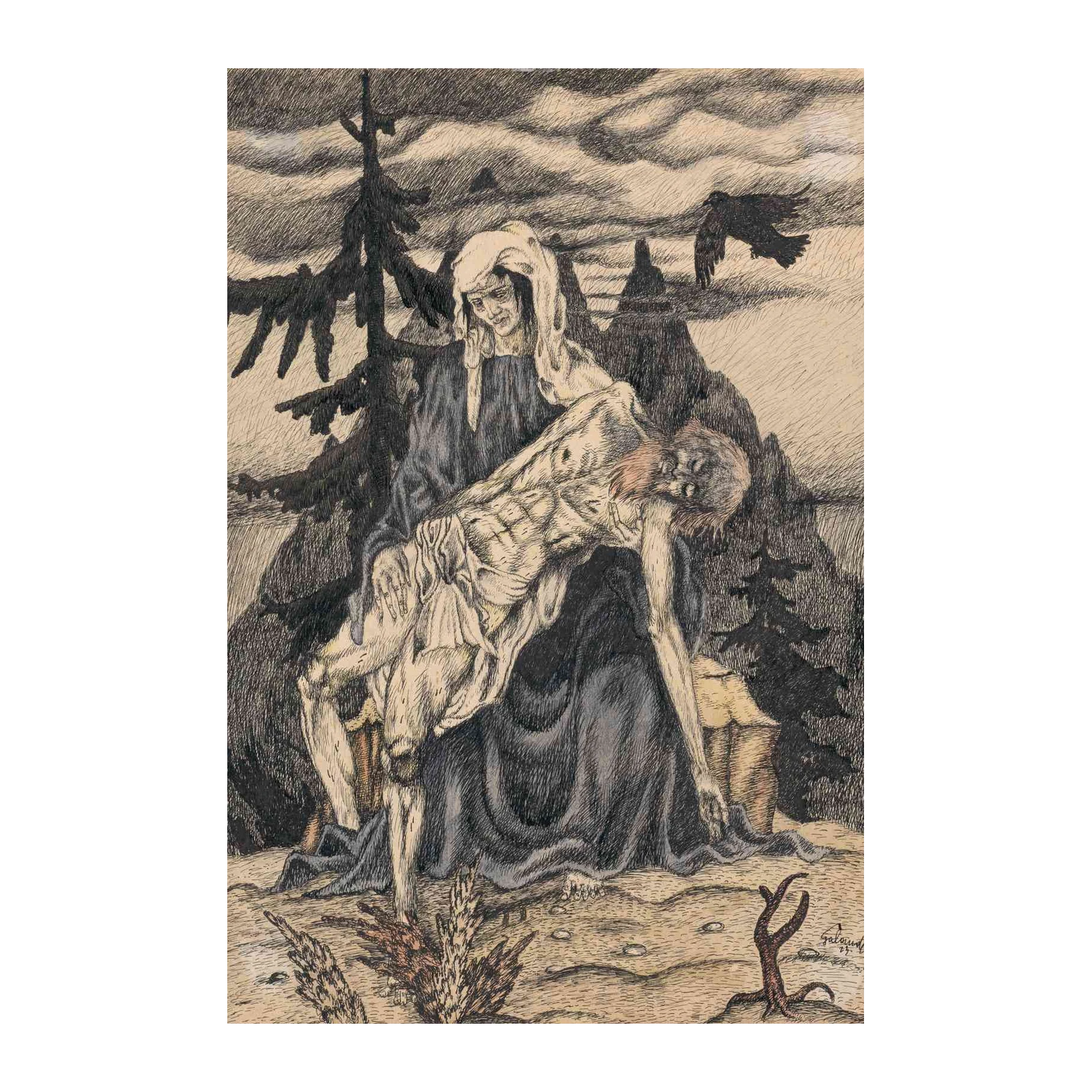 Pieta Art Print - Dramatic Religious Wall Art