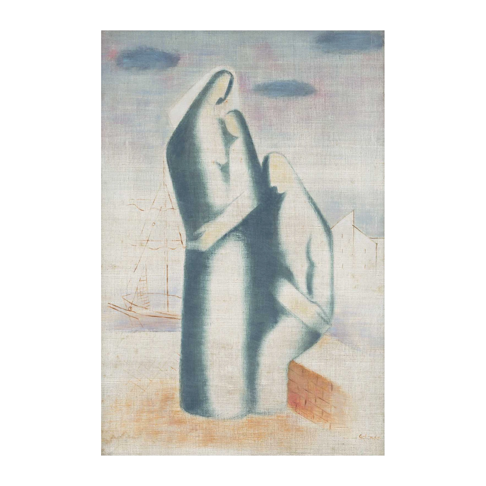 Serene Embrace Abstract Figures Wall Art