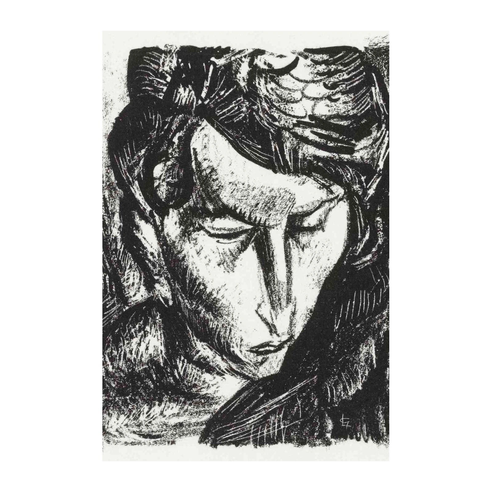 Expressive Portrait Black & White Wall Art