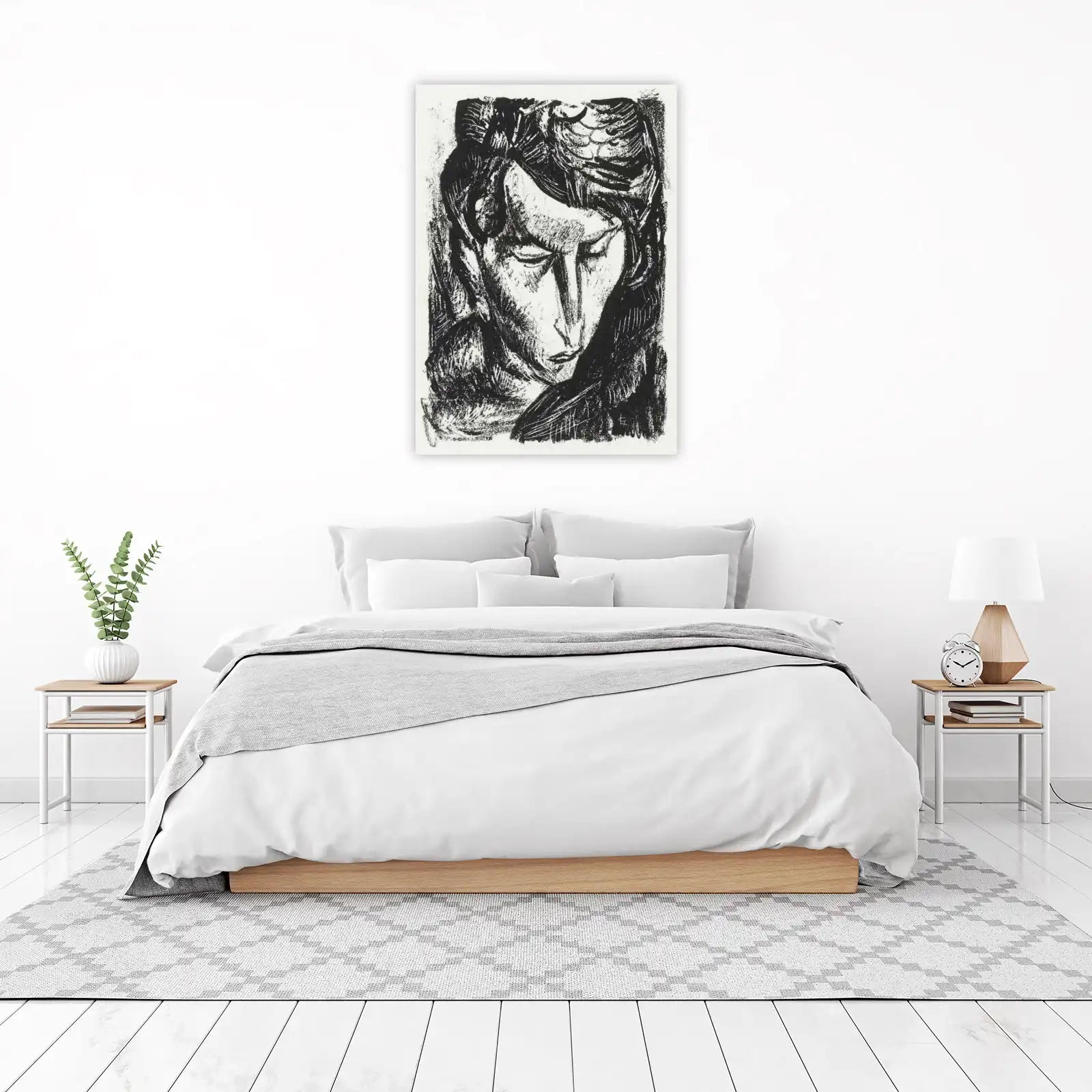 Expressive Portrait Black & White Wall Art