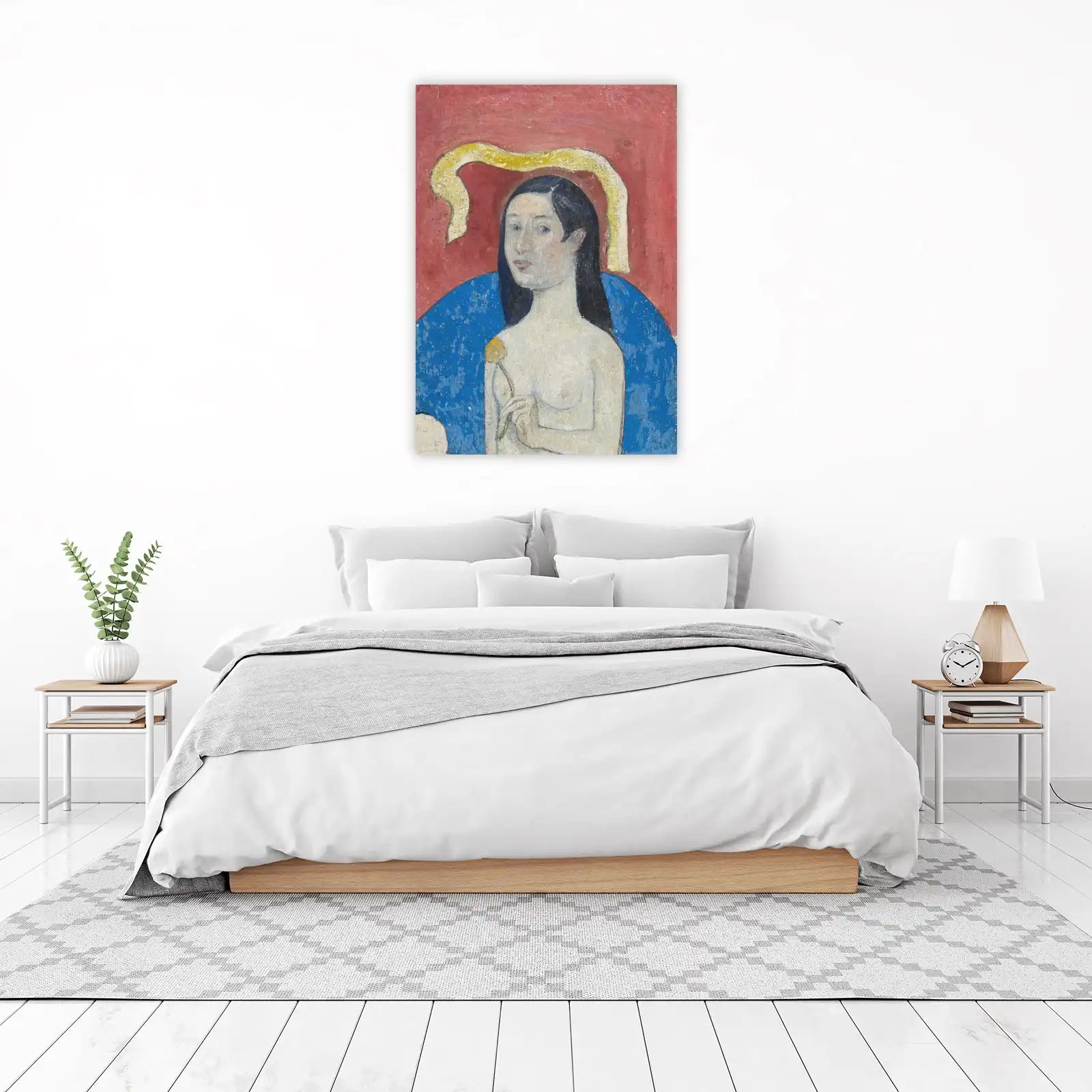 Serene Portrait Flower Woman Wall Art