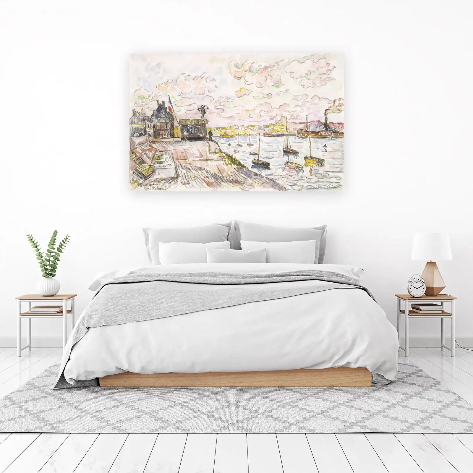 Coastal Harbor Seascape Impressionist Wall Art