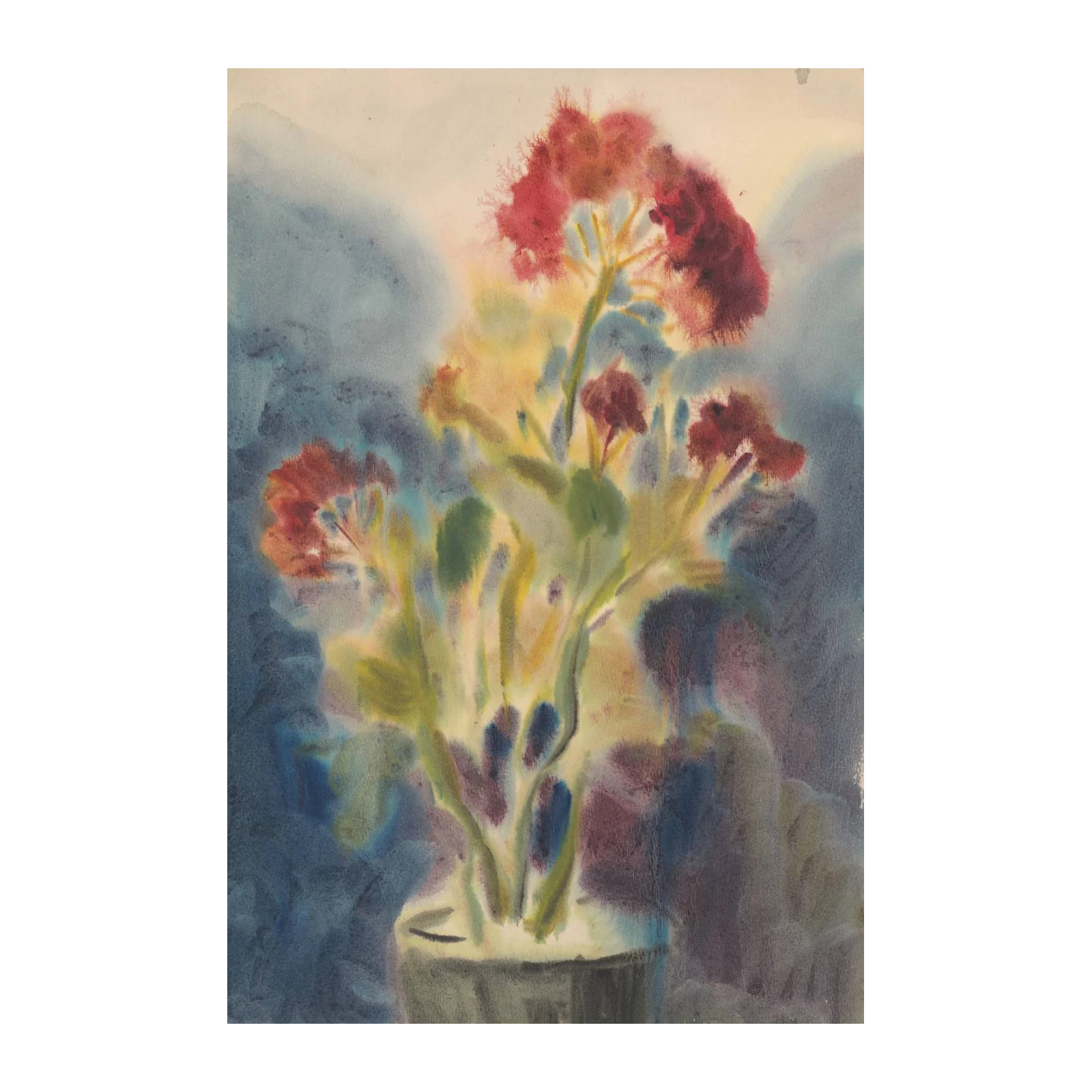 Luminous Red Floral Bouquet Watercolor Wall Art