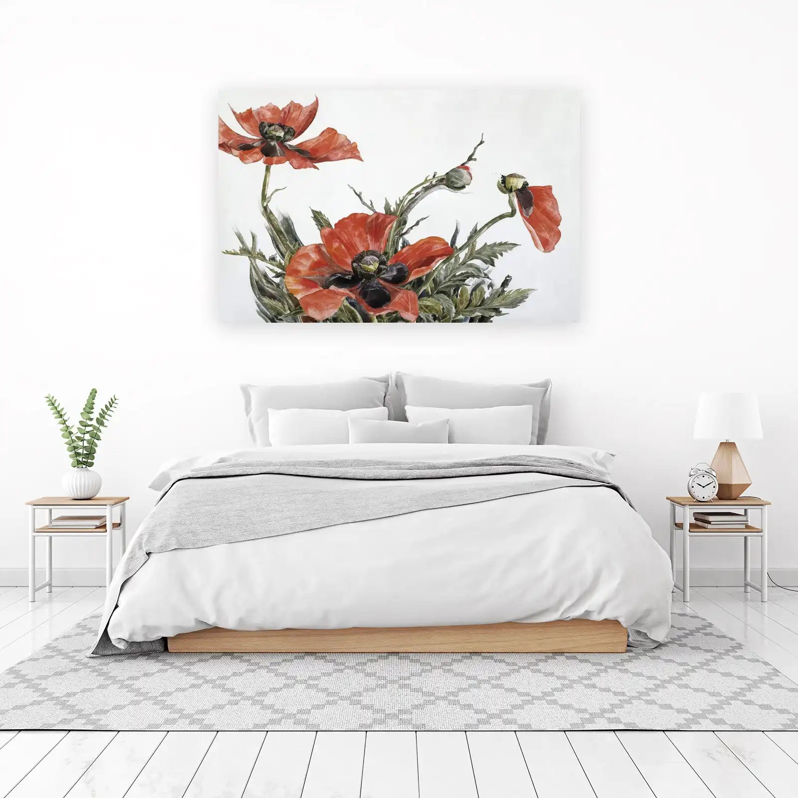 Vibrant Red Poppies Watercolor Wall Art
