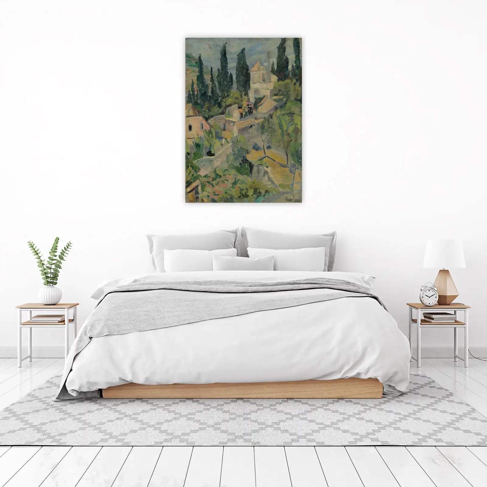 Mediterranean Village Cypress Trees Wall Art