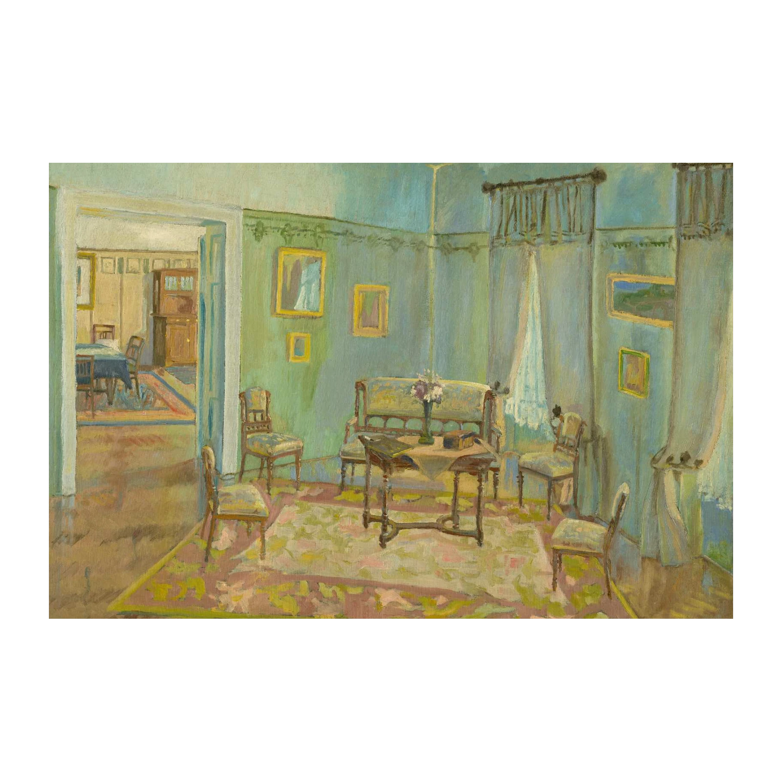 Serene Interior Scene Vintage Art Wall Art