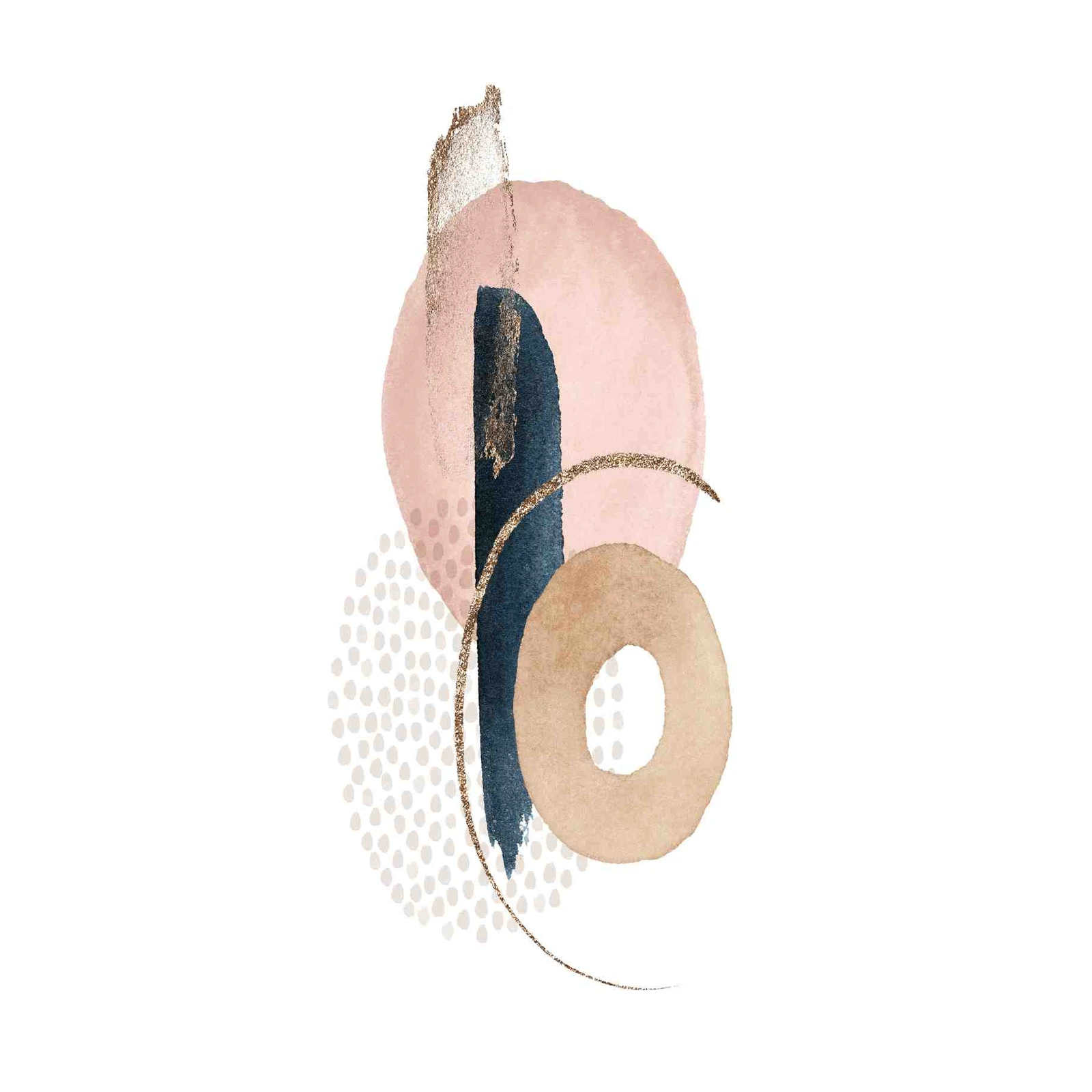 Abstract Blush & Navy Gold Accent Wall Art