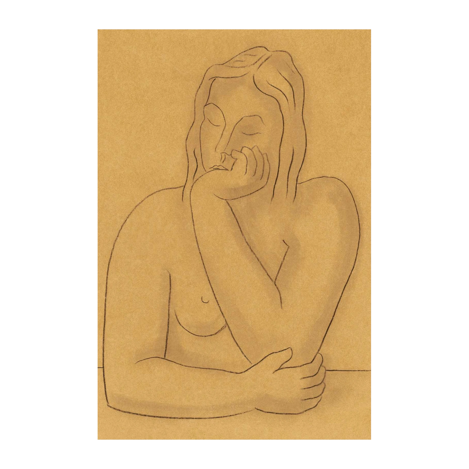 Serene Figure Minimalist Line Art Wall Art