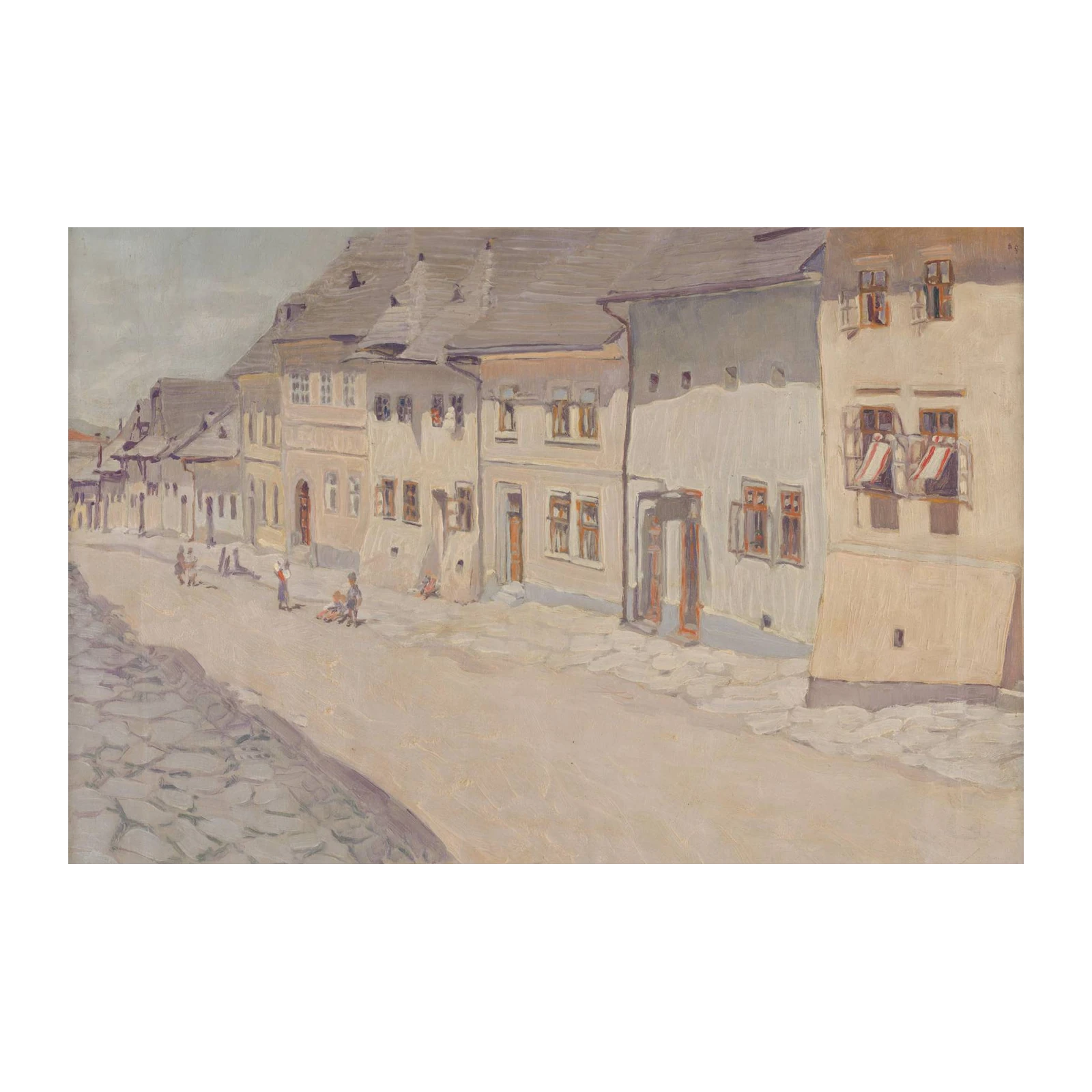 Vintage Street Scene with Children Wall Art