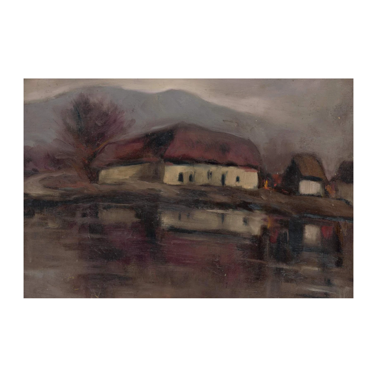 Atmospheric Farmhouse Landscape Wall Art