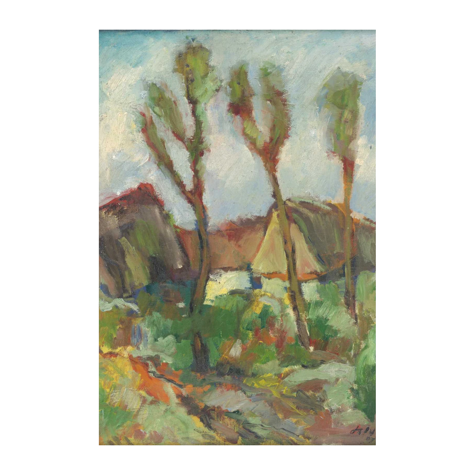 Vibrant Countryside Impressionist Trees Wall Art
