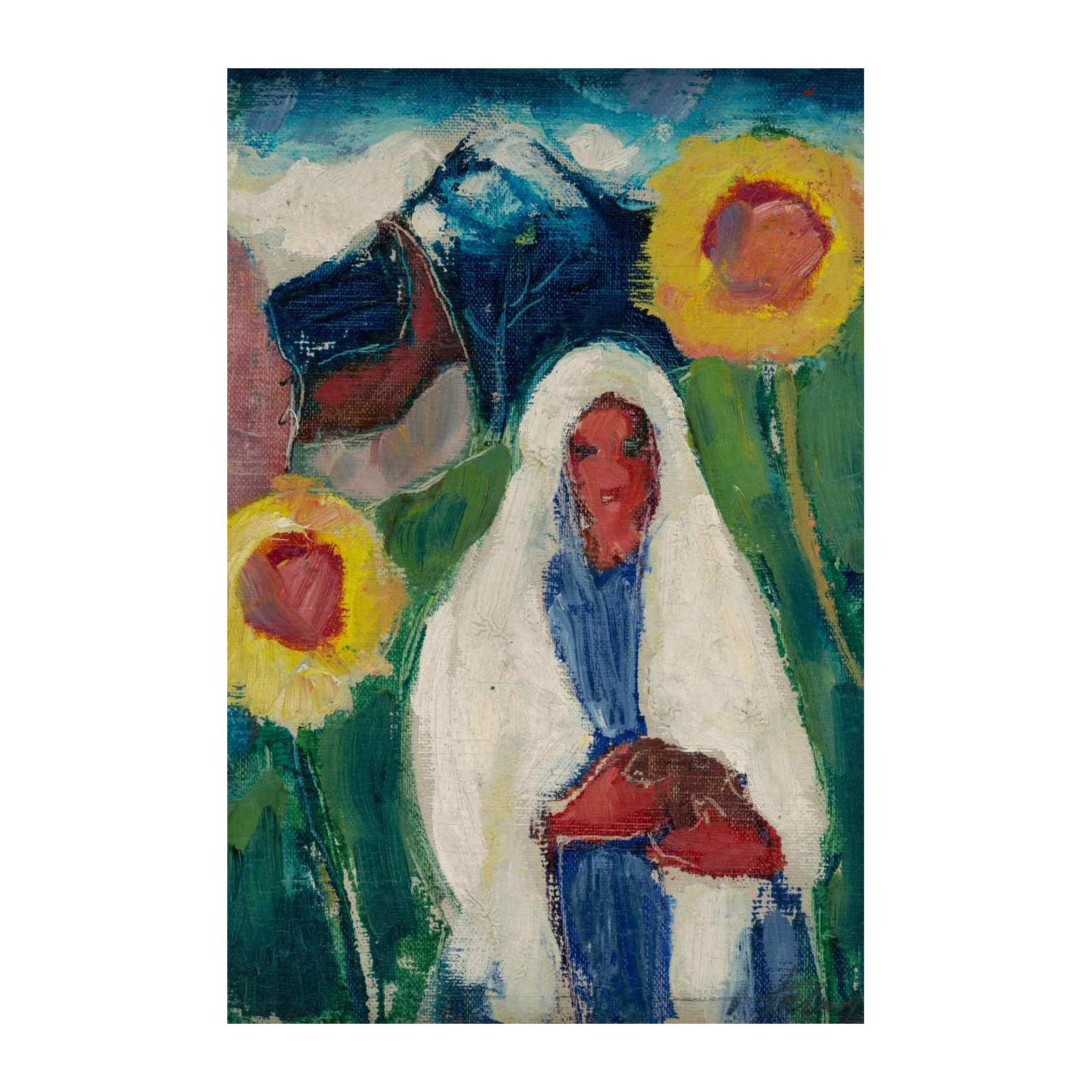 Vibrant Figure & Flowers Expressive Oil Wall Art