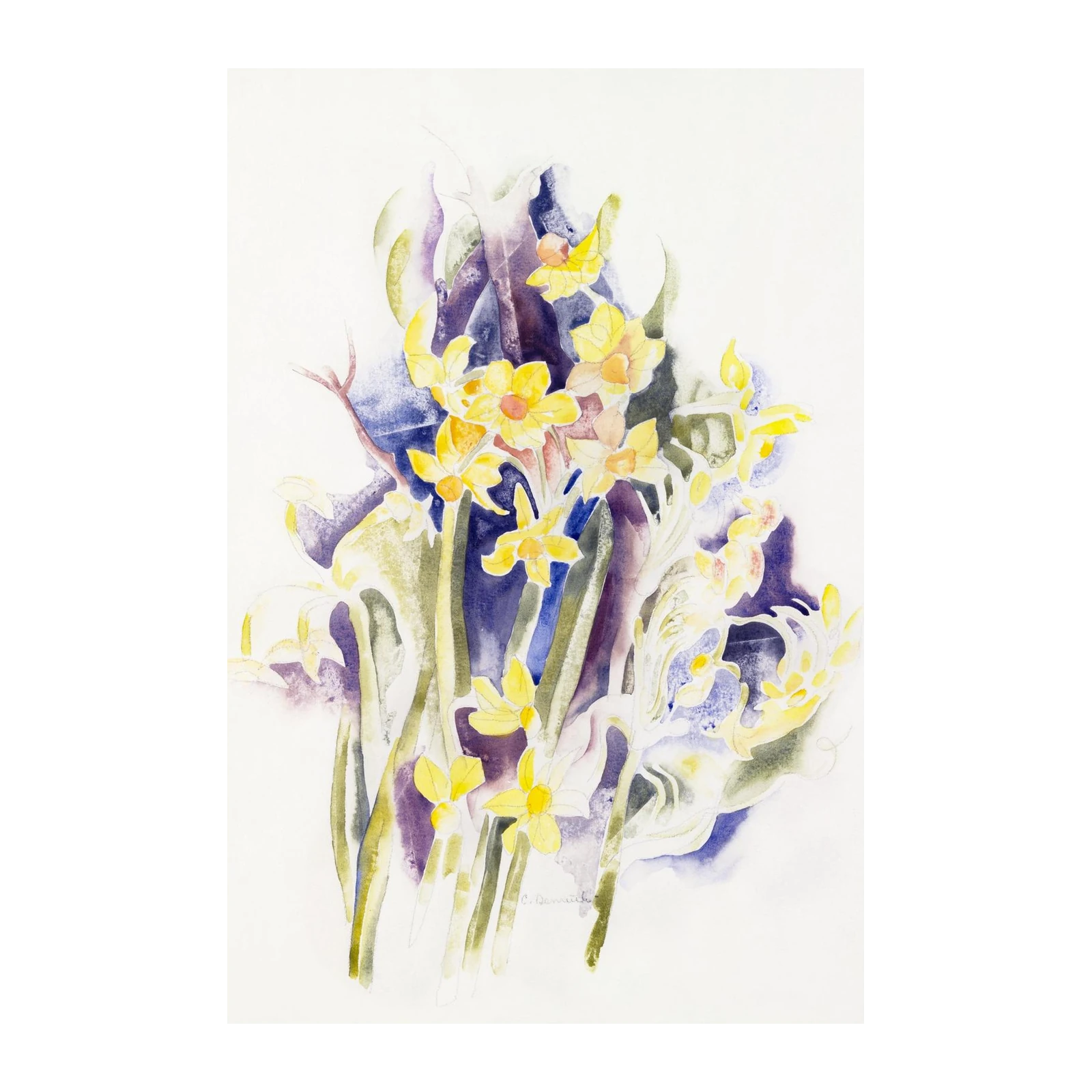 Vibrant Yellow Daffodils Watercolor Wall Art