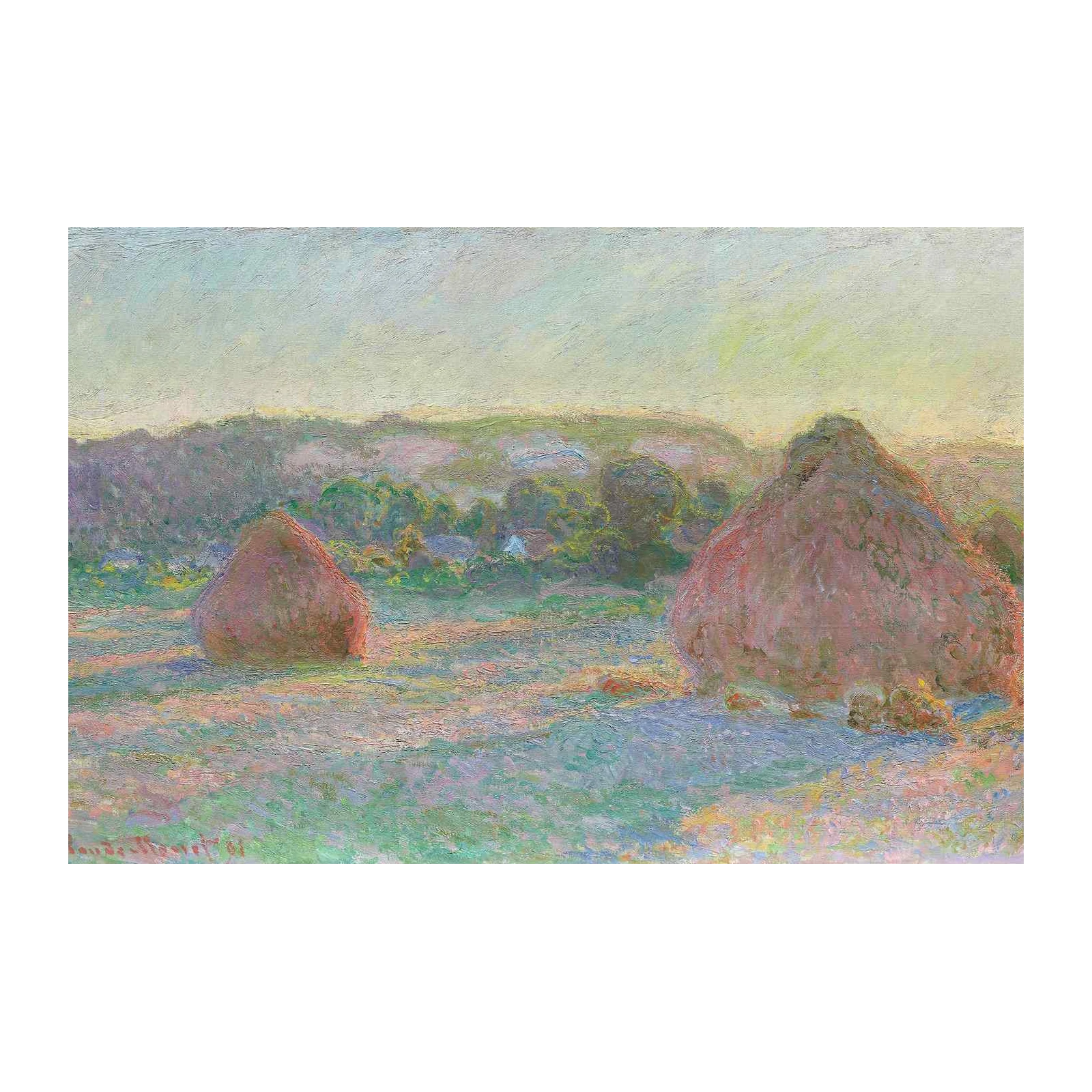 Monet Haystacks Impressionist Landscape Wall Art