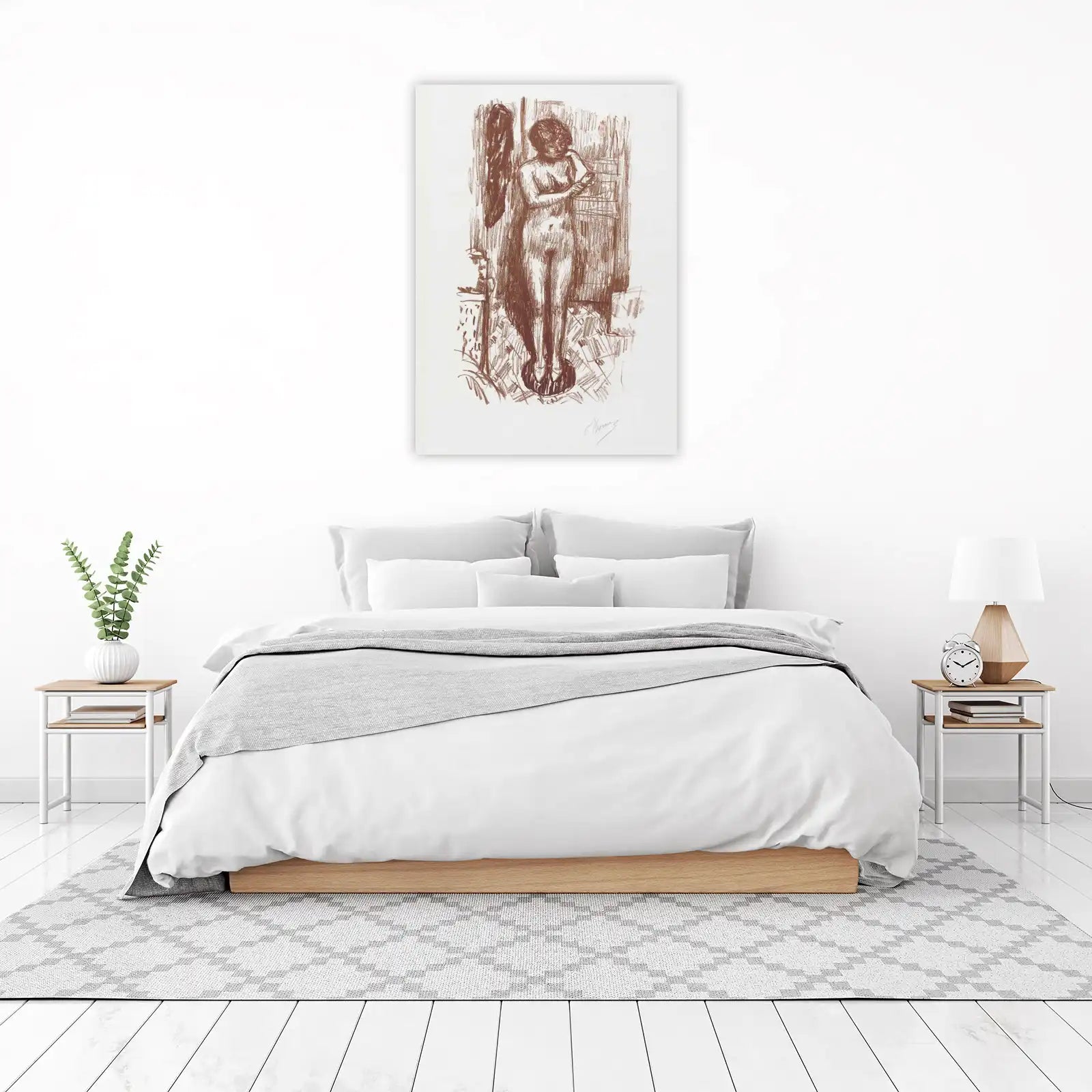 Nude Figure Sketch Sepia Tone Wall Art