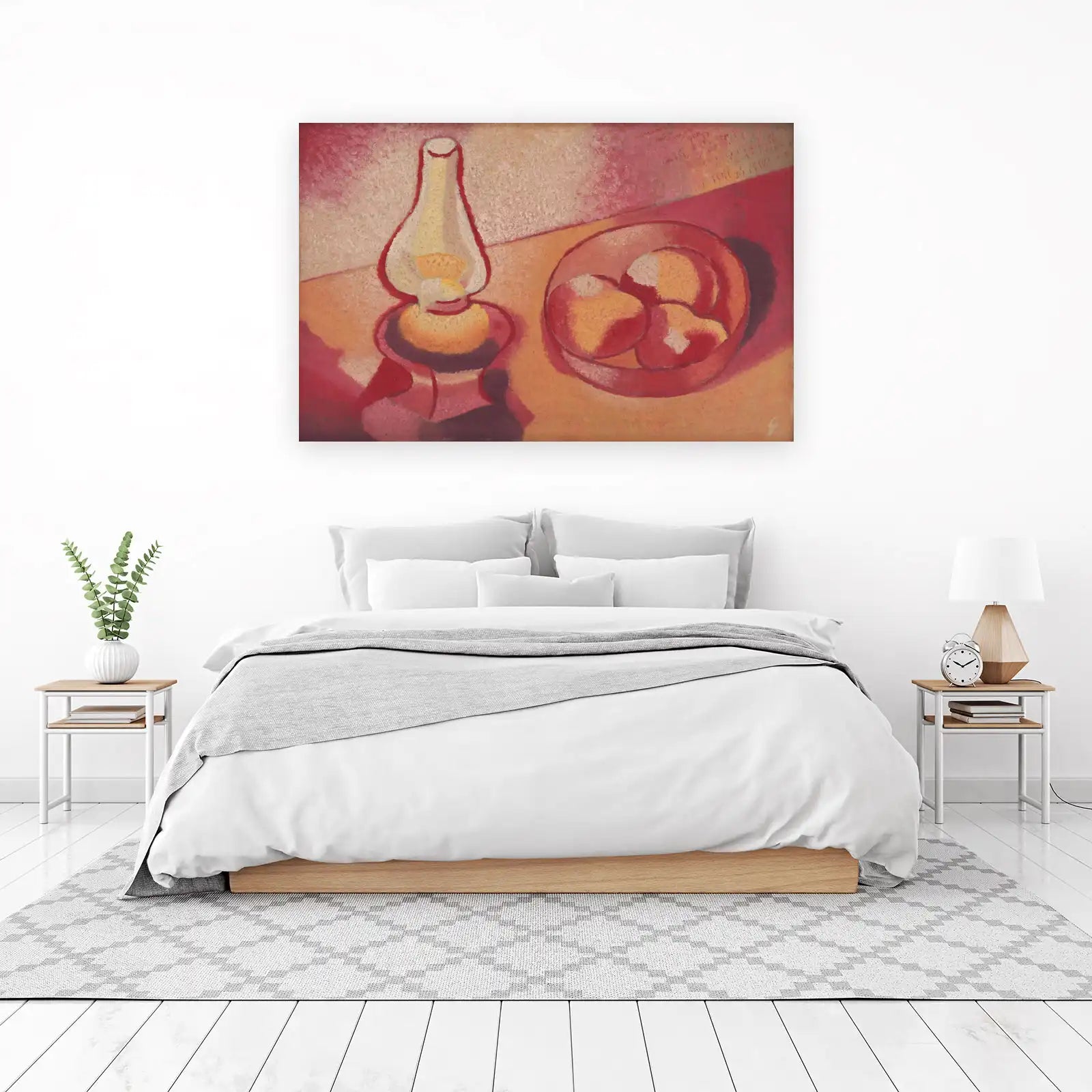 Vibrant Still Life Oil Lamp & Fruit Wall Art