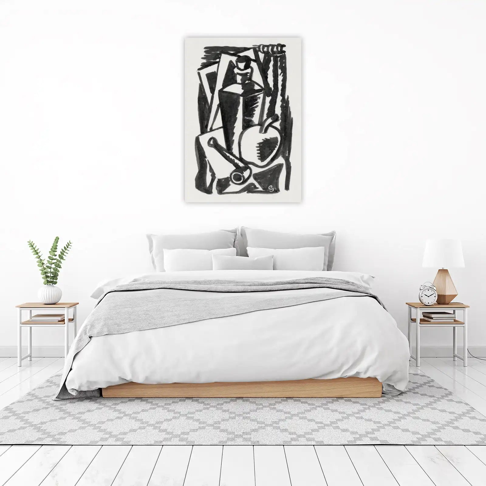 Abstract Still Life Apple & Bottle Wall Art